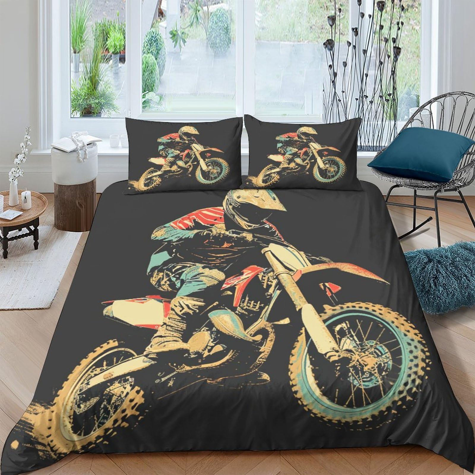 Parure de lit 220x240 cm avec housse de couette douce et 2 taies d'oreiller