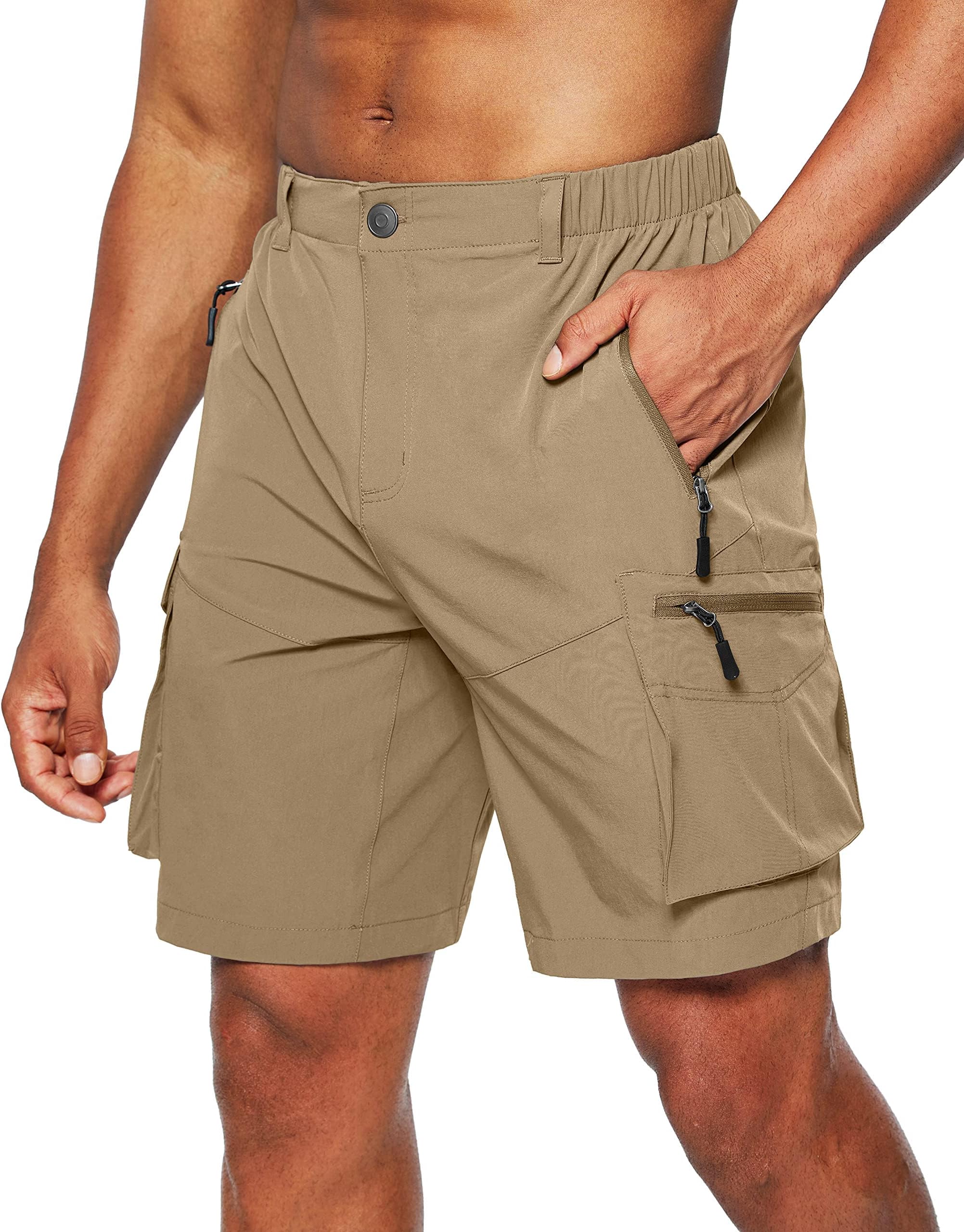 Men's Hiking Cargo Shorts Quick Dry Outdoor Travel Shorts for Men with Multi Pocket for Fishing Camping Casual