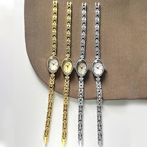 Miniatura 5 de Gosasa Reloj de pulsera para mujer, estilo vintage, ovalado, de cuarzo, números romanos, elegante, cadena de aleación, estilo de joyería, reloj de
