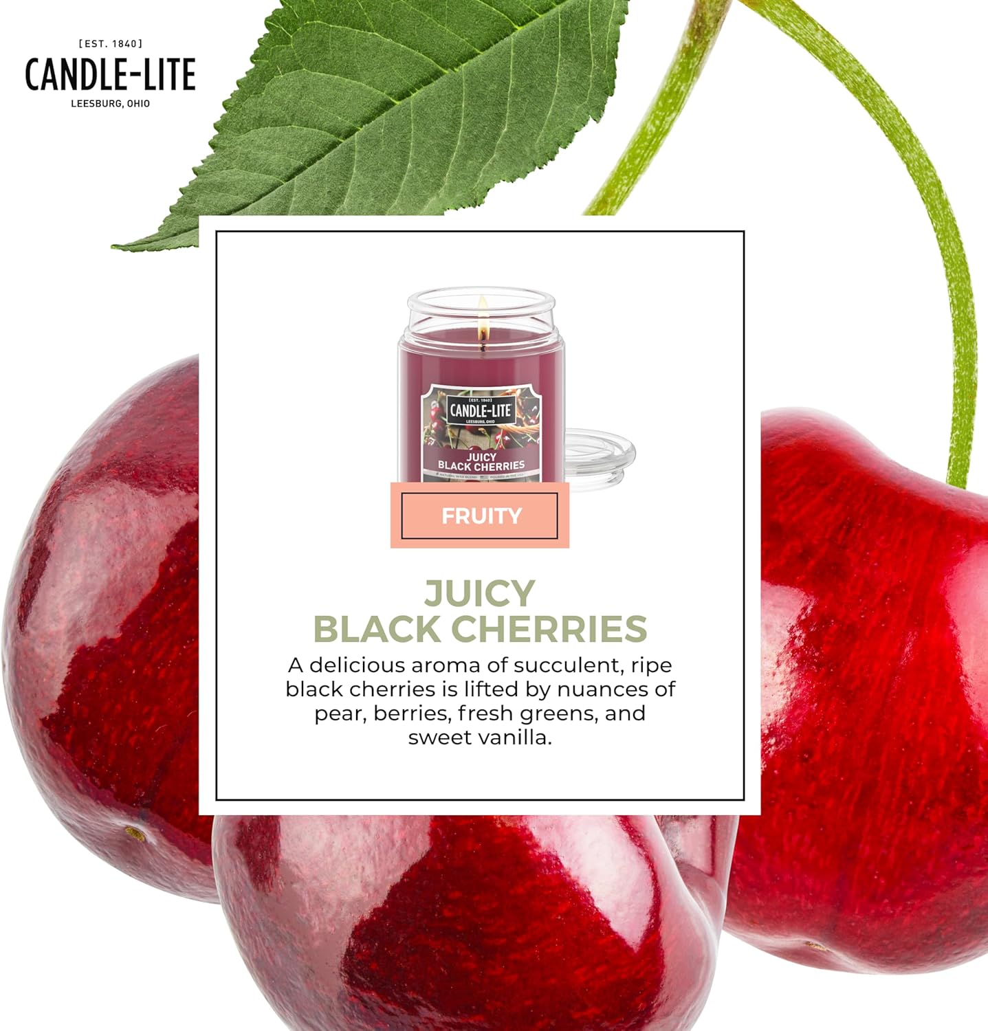 Juicy Black Cherries Scented 18 oz Glass Jar Candle