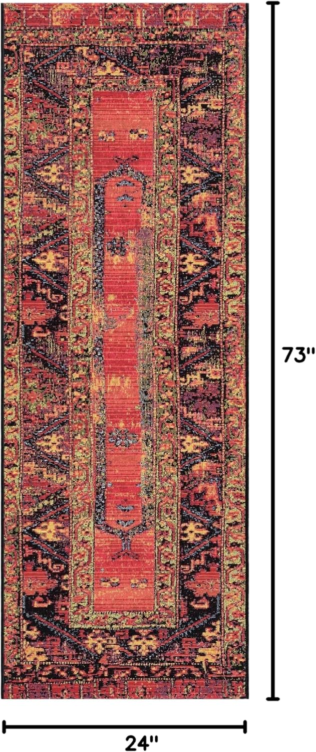 Unique Loom Outdoor Tribal Collection Area Rug - Quepos (2' x 6' 1" Runner, Multi/ Black)