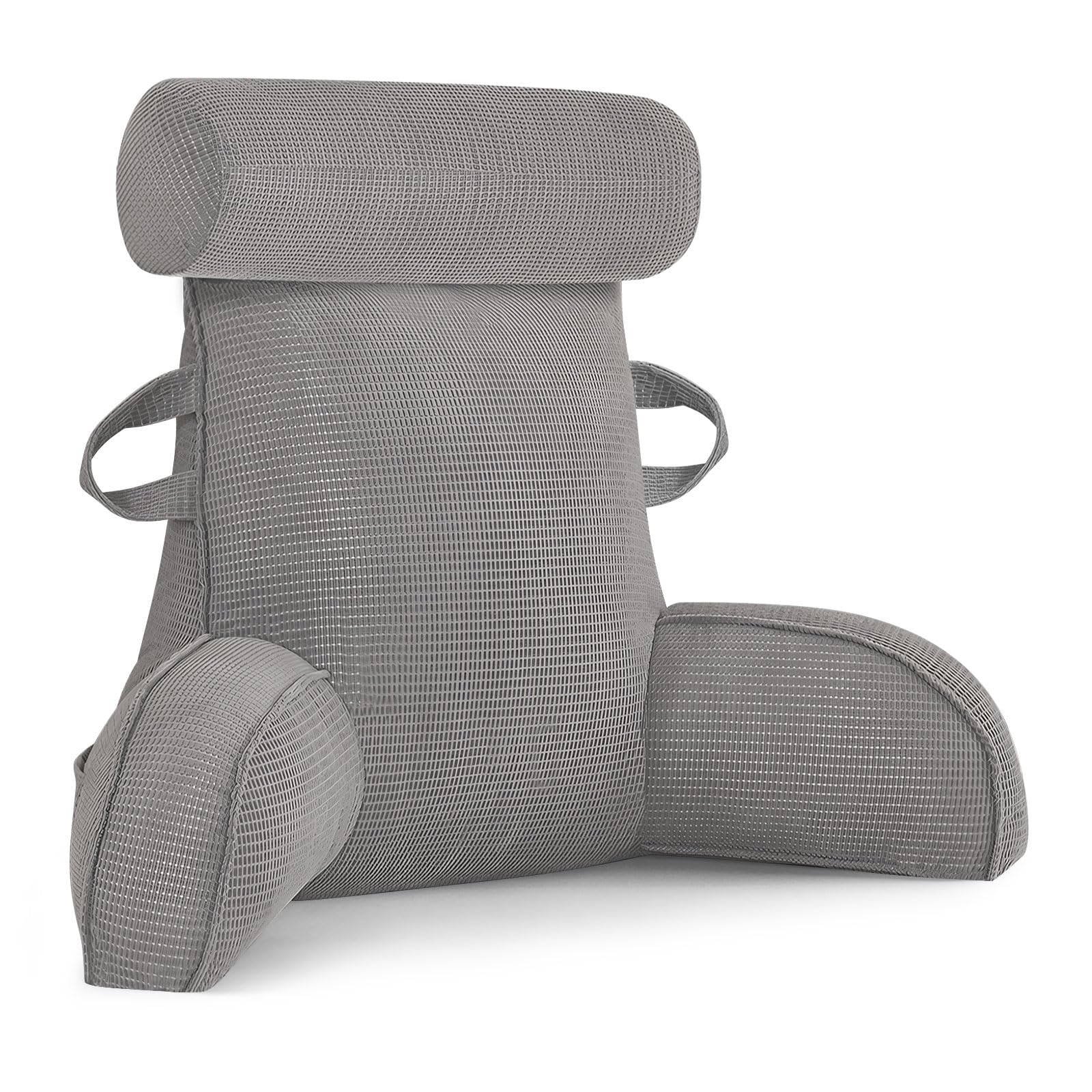 MINGPINHUIUS Cojín lumbar, cojín de lectura para cama y sofá con cojín cervical extraíble, cojín lumbar grande con apoyabrazos, ideal como soporte lumbar para leer, ver televisión, descansar, trabajar