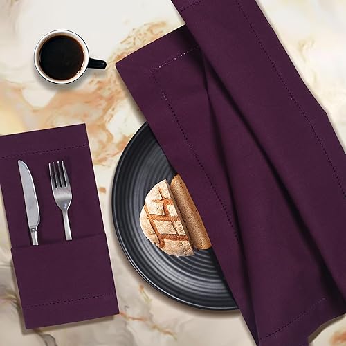 Miniatura 168 de Servilletas de lino y algodón de 18 x 18 pulgadas natural con vainica, servilletas de boda, servilletas de cóctel, servilletas de tela, servilletas