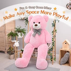 MorisMos Big Teddy Bear, 55inch Large Big Teddy Bear Plush, Lifesize Stuffed Animals Gifts for Girlfriend, Pink