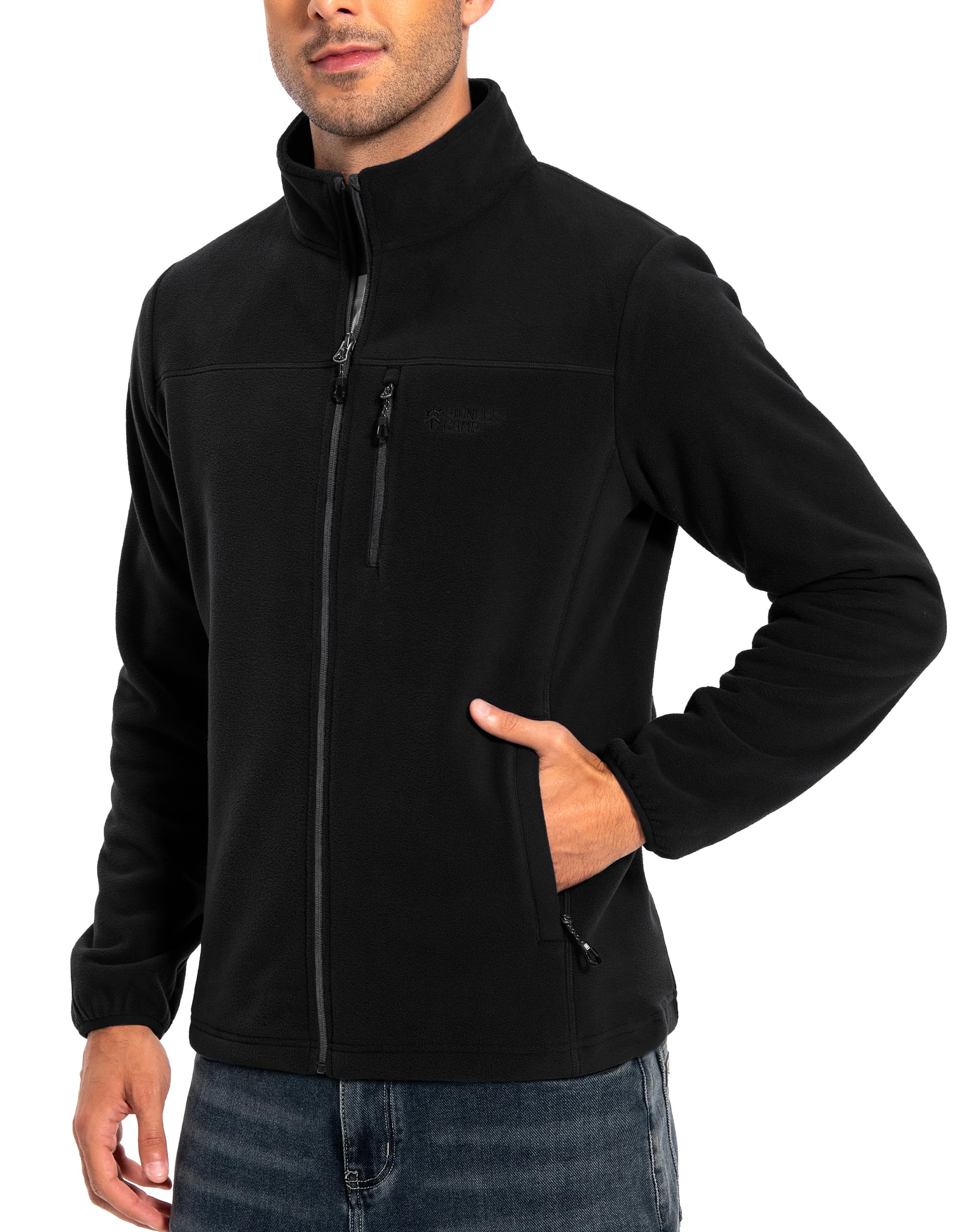 Pioneer Camp Giacca in pile da uomo Full Zip Outdoor Polar, leggera, antivento, con chiusura lampo