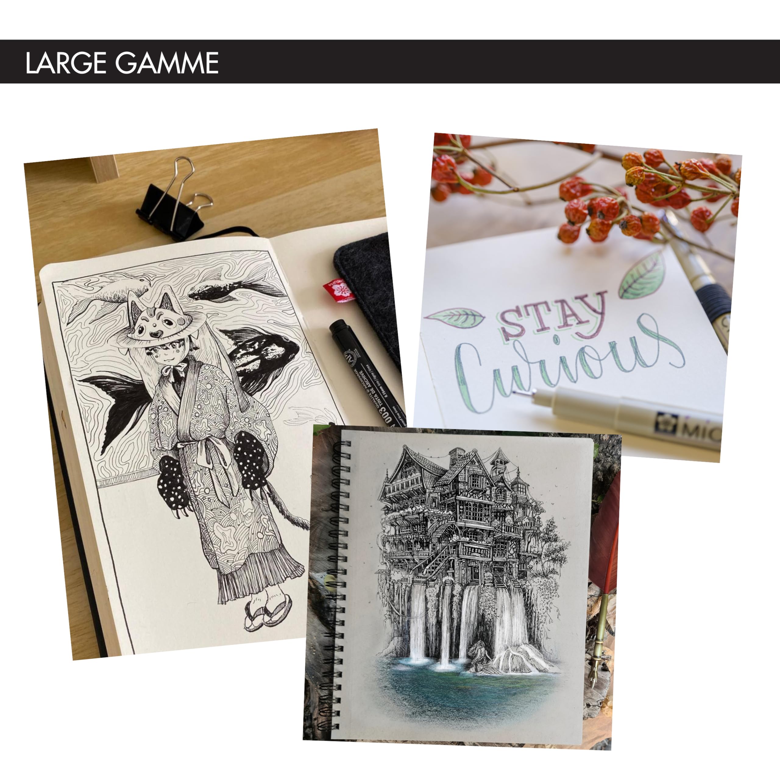 SAKURA Pigma Micron 05 Pointe Callibrée Set de 9 couleurs | Encre résistante à l'eau, taille 05 (0.45 mm) | Stylos pour l'écriture, le dessin et le journaling