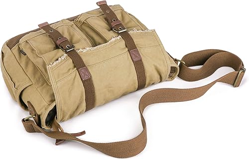 Vista 4 de GOOTIUM Canvas Messenger Bag - Vintage Shoulder Bag Frayed Style Boho Purse