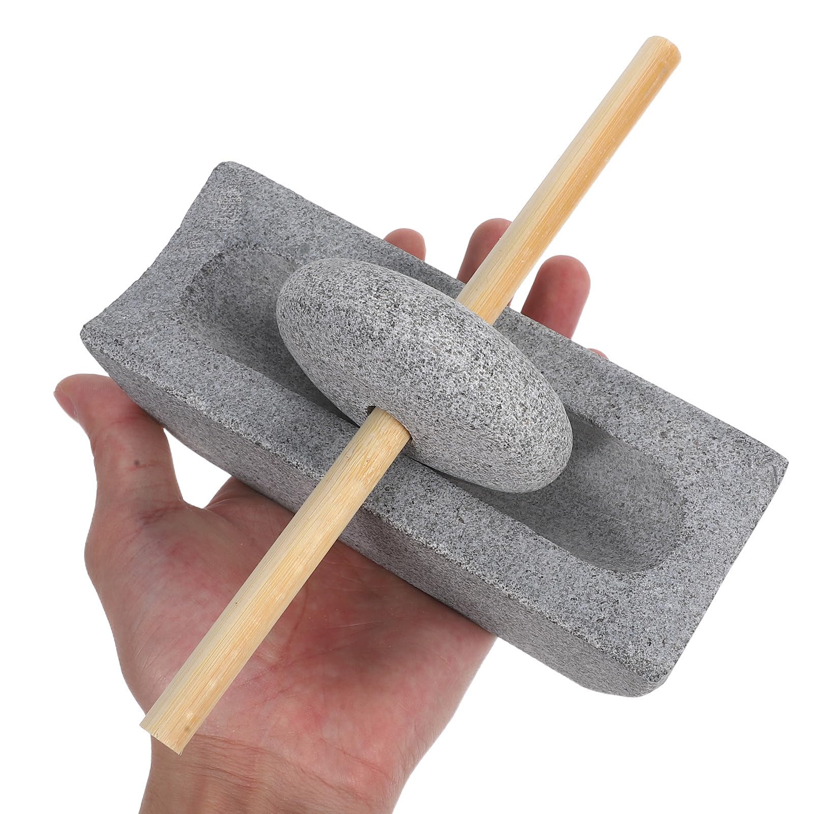 Molinillo de mano de piedra natural 12 cm para moler té y café, triturador de especias manual para uso en cocina y hogar, compacto y portátil