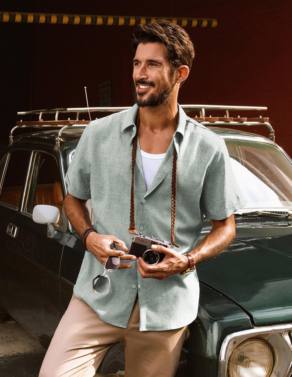 PJ Jones Mens Casual Shirts Short Sleeve Button Down Shirt Lightweight Summer Shirts - Image 2