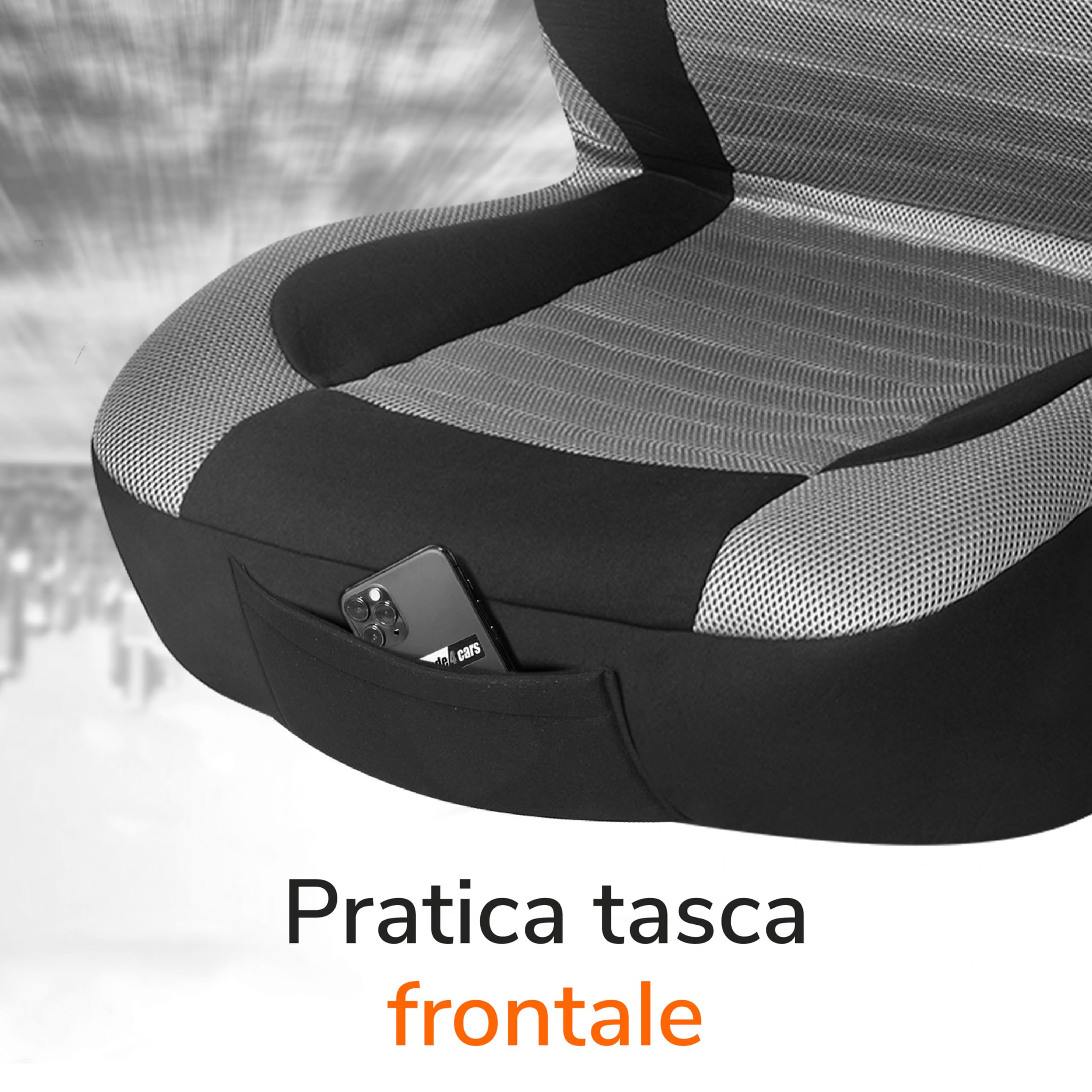 Upgrade4cars Set Coprisedili Universale Versione 2026 | Coperture per Anteriore e Sedile Posteriore in Grigio | Accessori Interno Auto Decorazione