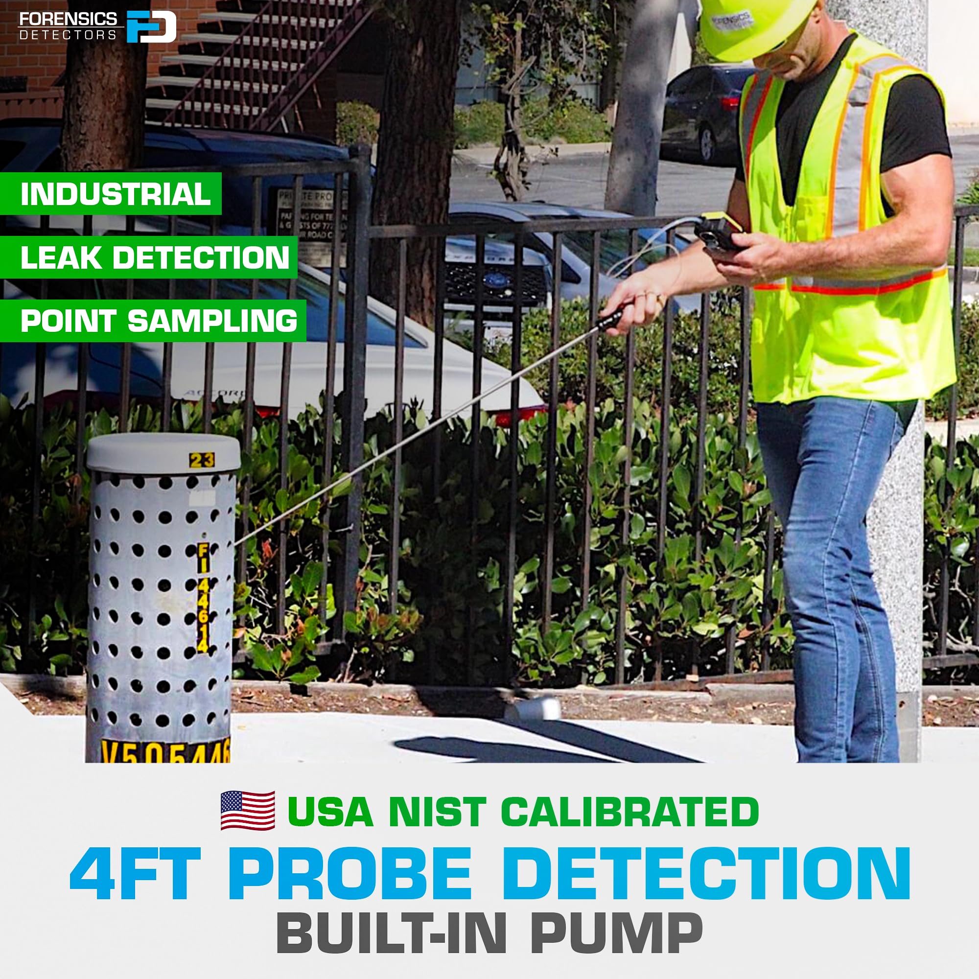 Rilevatore di Monossido di Carbonio per Ispettori by Forensics | Certificato di Calibrazione EU & USA | Pompa Integrata e Sonda da 4 ft |