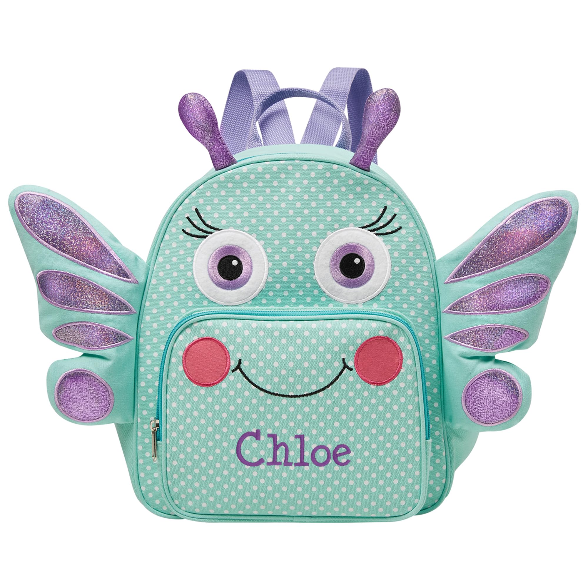 Let's Make Memories Kids Personalized Toddler Backpack for School - Custom Preschool Backpack, Little Critter, Aqua Butterfly
