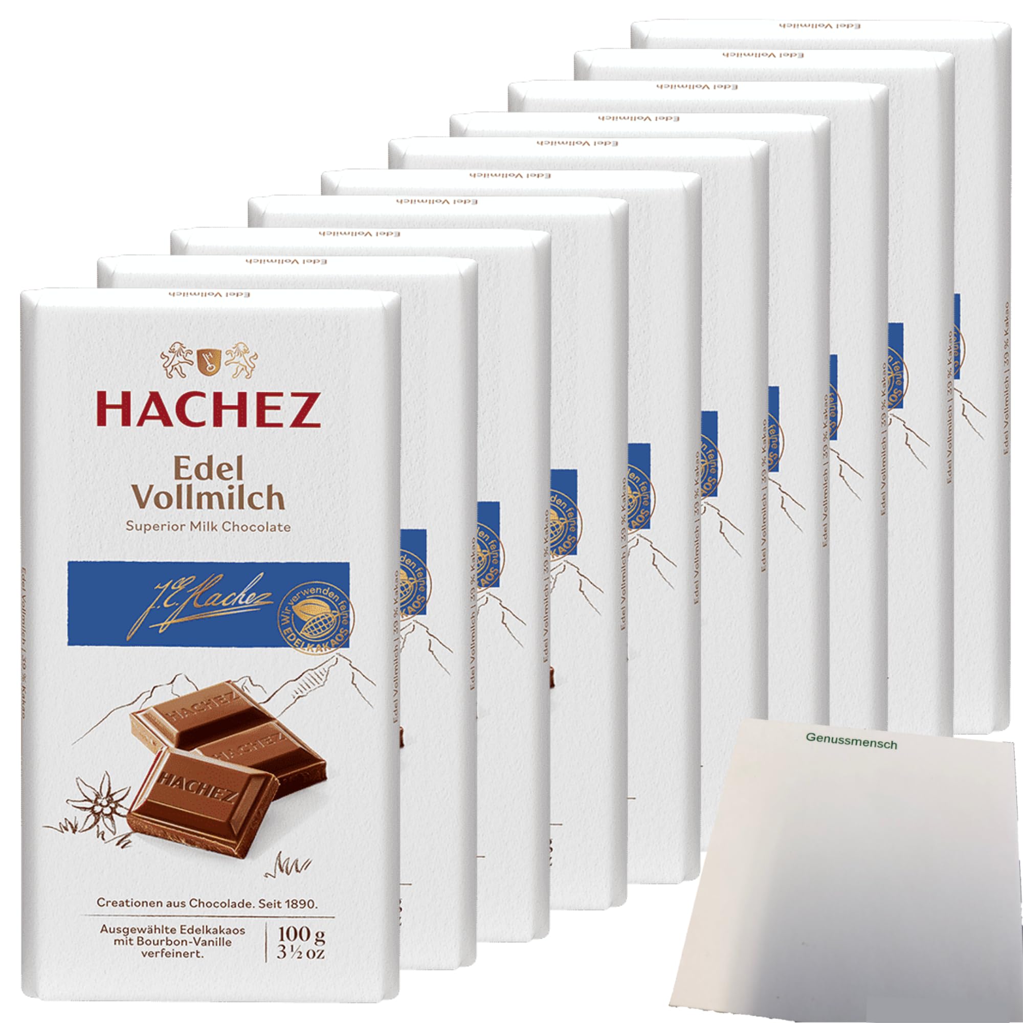 usy Bundle für Hachez Schokolade Edel Vollmilch VPE (10x100g Tafel) + usy Block
