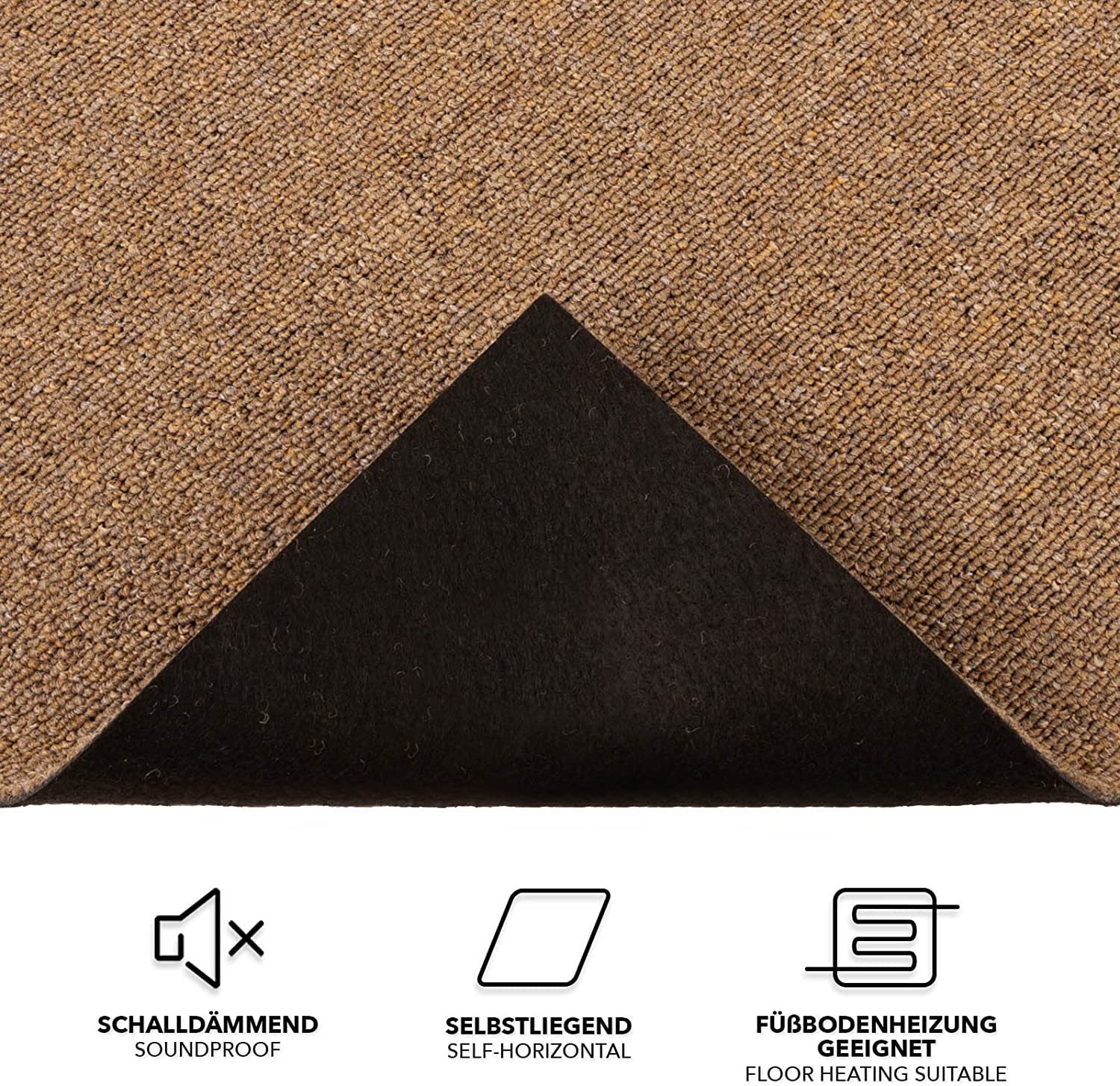 casa pura - Moscou - Dalle Moquette bouclée 50X50 - Revêtement Isolant Mur/Sol - Moquette autoplombante pour Salon, Chambre, Bureau - différentes Couleurs - Beige, 24 Pièces - 6 m²