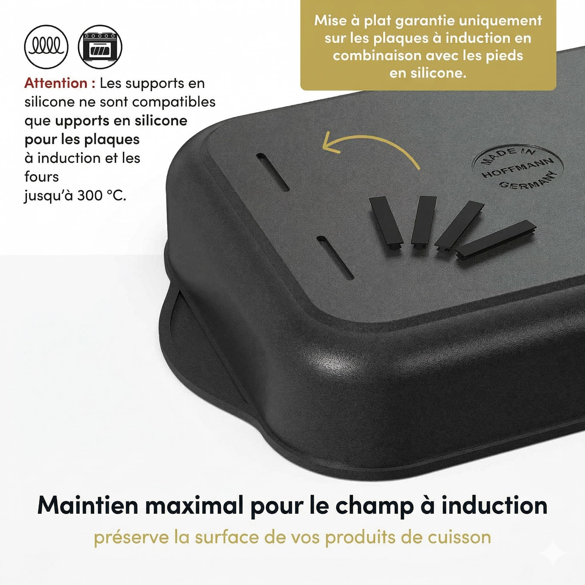 Hoffmann Plat à Four en Fonte d'Aluminium Induction I Plat à Rôtir Rectangulaire 32x24,5x6 cm I Plat à Lasagne Moule à Gratin I Compatible Induction