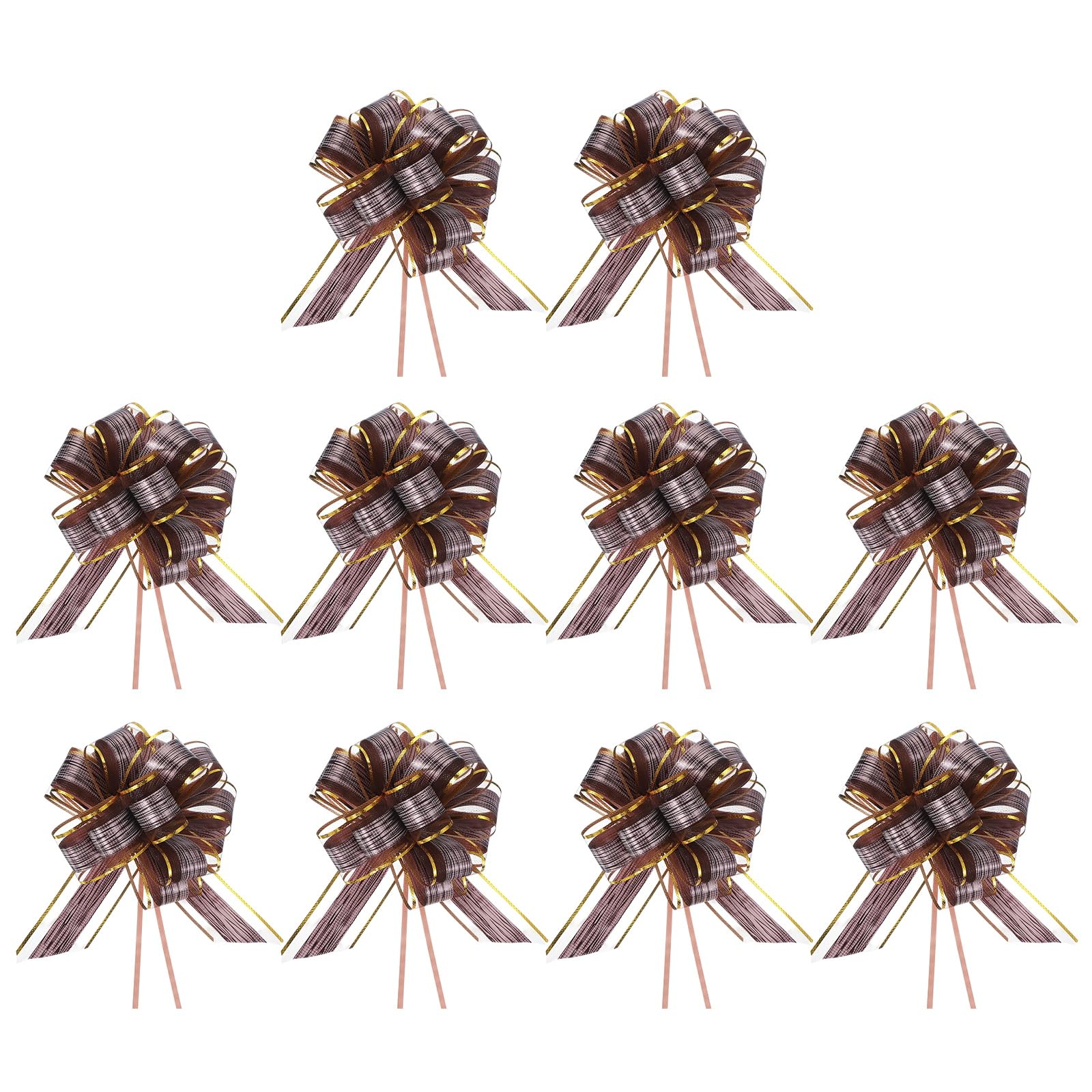 PATIKIL Large Gift Bow 9x7 Inch, 10 Pack Pull Bows for Gift Wrapping Present Wedding Valentine's Day Party Birthday Christmas Basket Decoration, Brown