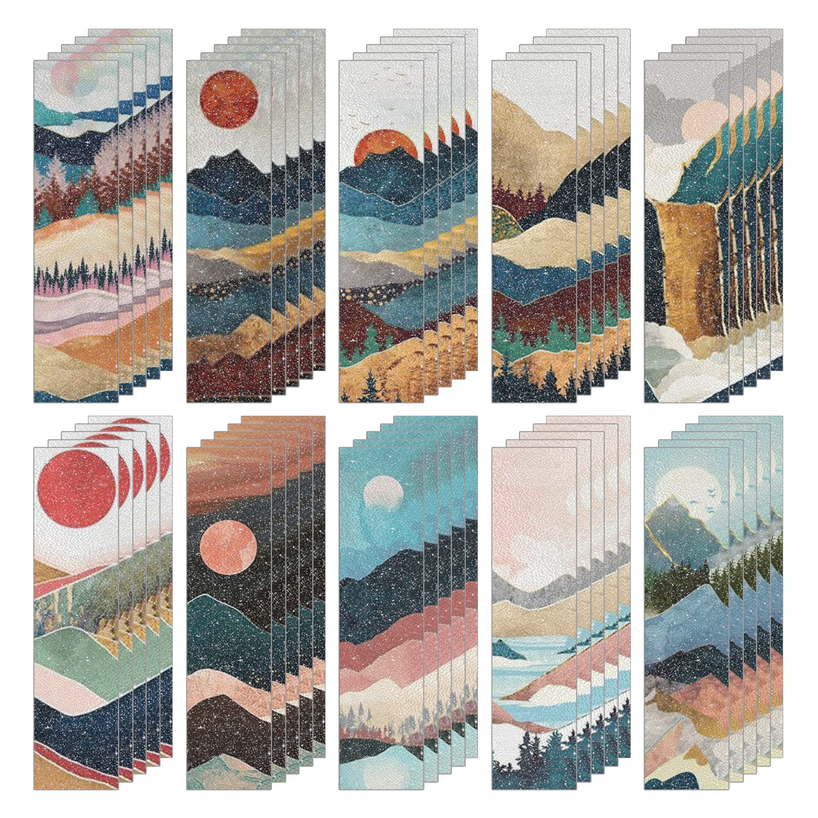 50PCS Calm Strips for Anxiety Sensory Stickers, Landscape Sensory Stickers Different Textures, Sensory Calming Strips for Desk Kids Classroom Adults Laptop Phone Shell (Landscape)