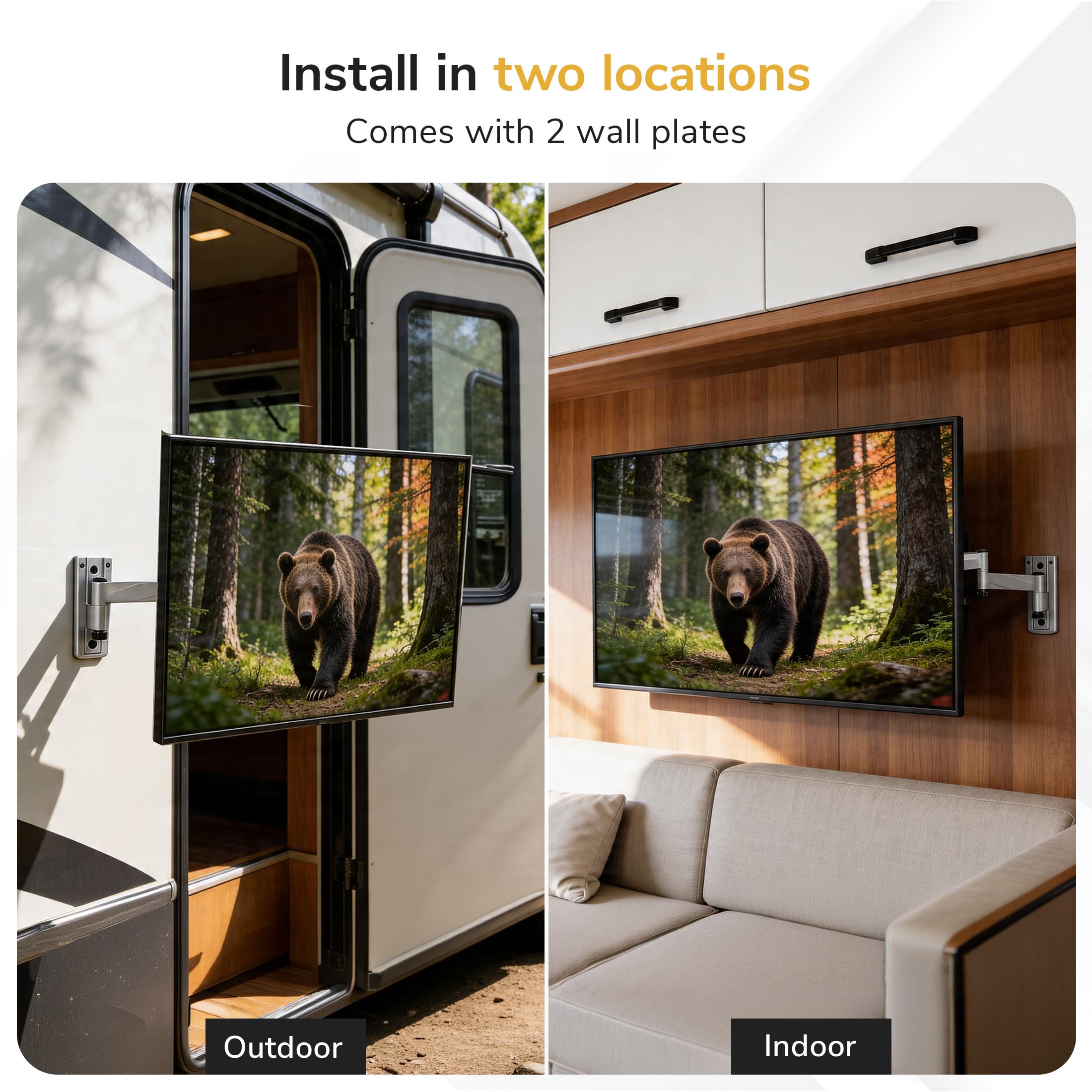 Mount-It! Supporto TV per camper, supporto da parete per TV full motion bloccabile progettato specificamente per camper o casa mobile Braccio singolo inclinabile e girevole 42 pollici max, capacità 33 libbre, compatibile VESA 200