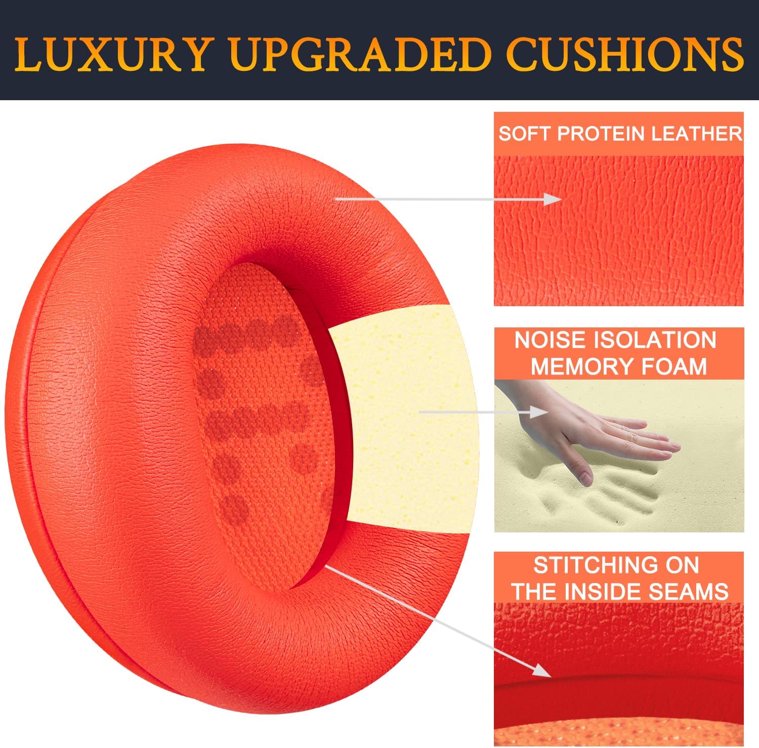 SOULWIT Earpads for CMF by Nothing Headphone Pro ANC Wireless Headphones, Replacement Ear Pads Cushions with Soft Protein Leather and High-Density Memory Foam - Red