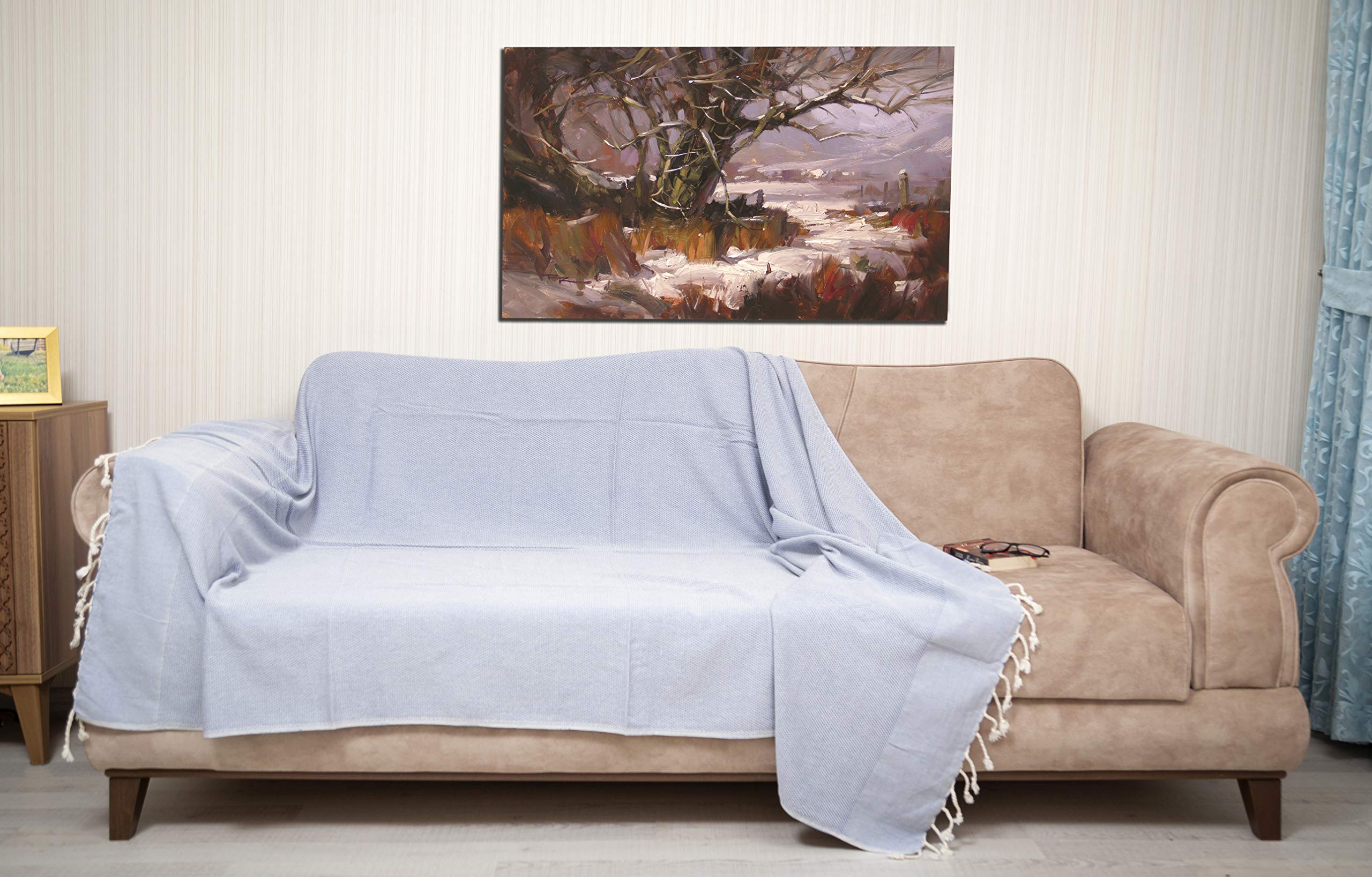 Bersuse 100% Baumwolle - Ventura XXL Strandtuch Sofa-Überwurf - Denim Blue