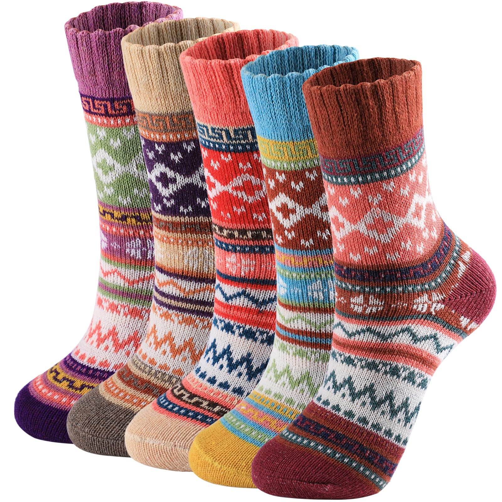 5 paia di calzini in lana, caldi calzini da donna vintage comodi calzini invernali a maglia spessa, calzini invernali da donna morbidi, 03 Classic Jh 6-10, 85