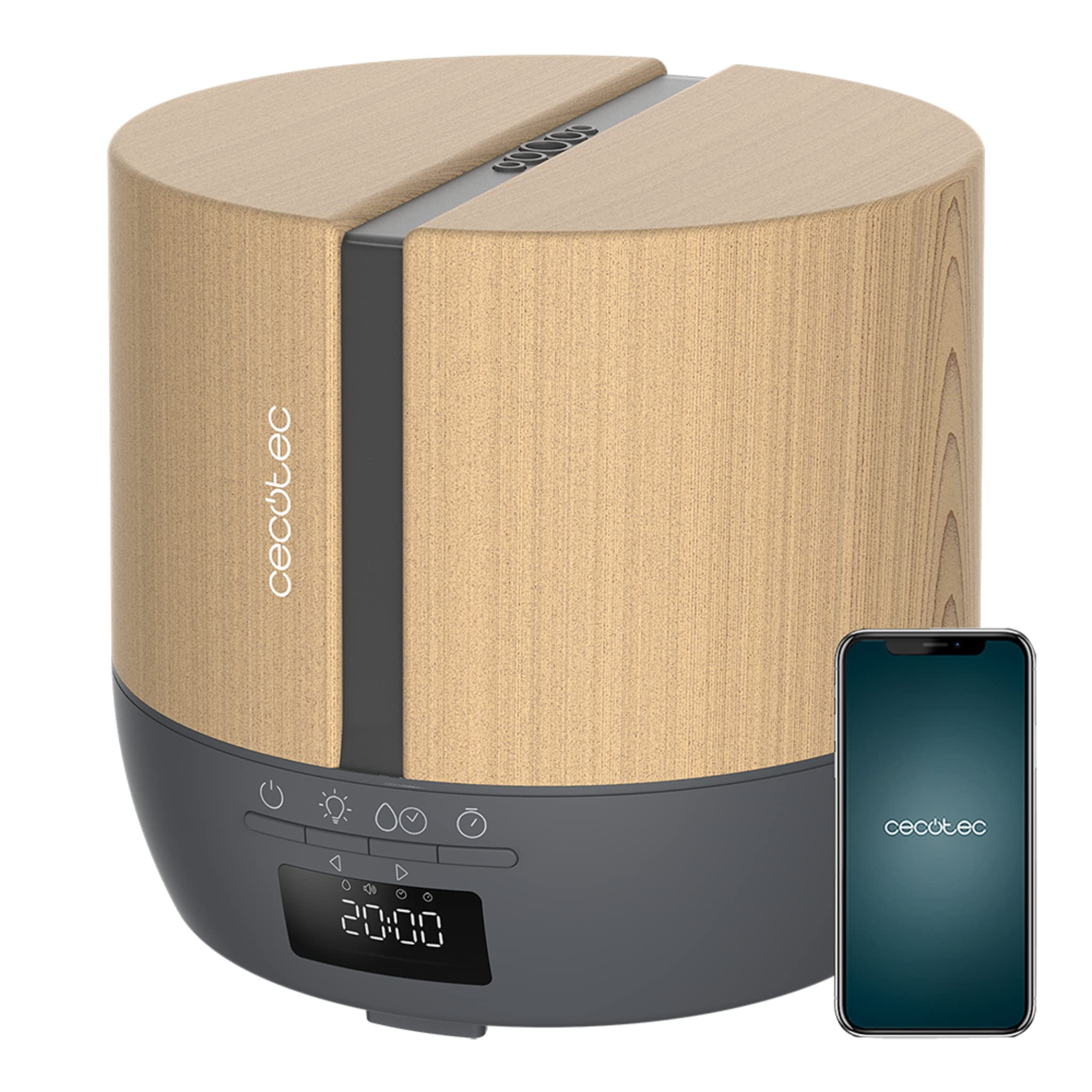 Cecotec Difusor de aromas PureAroma 550 Connected White Woody. Capacidad 500ml, Pantalla LED, Altavoz, Control por bluetooth, App, Temporizador 12h, 3 Modos de funcionamiento, Cobertura 30m2 — view 7