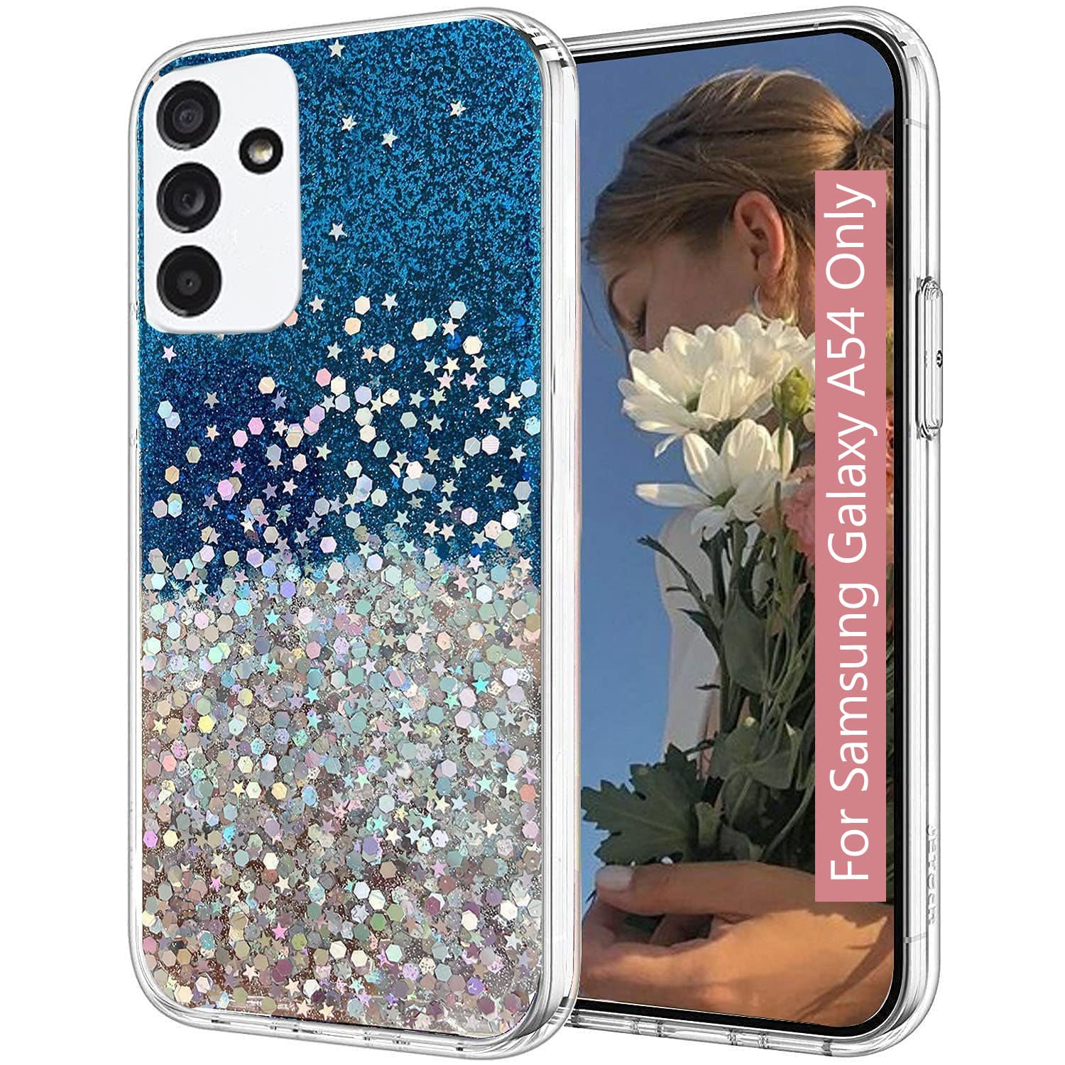 KC Back Cover for Samsung Galaxy A54 5G, Dry Fixed Glitter Bling Ultra Thin TPU Sparkle Stars Epoxy Silicone Girls Women Camera Protection Case (Blue) (B0BWF6FYMC) Amazon Price History, Amazon Price Tracker