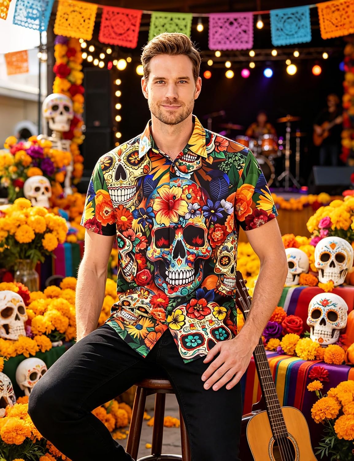 Men's Novelty Short Sleeve Button Down Shirts