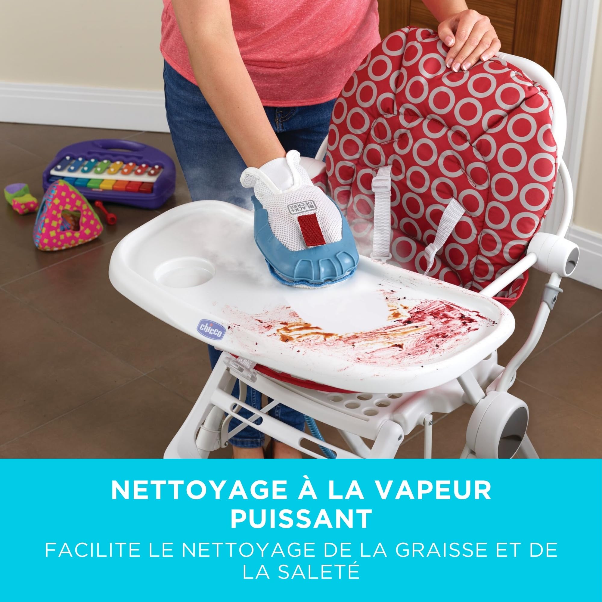 BLACK+DECKER Vadrouille à vapeur 2-en-1 avec gant de nettoyage à main SteaMitt et 11 accessoires, BHSM166DSM-QS