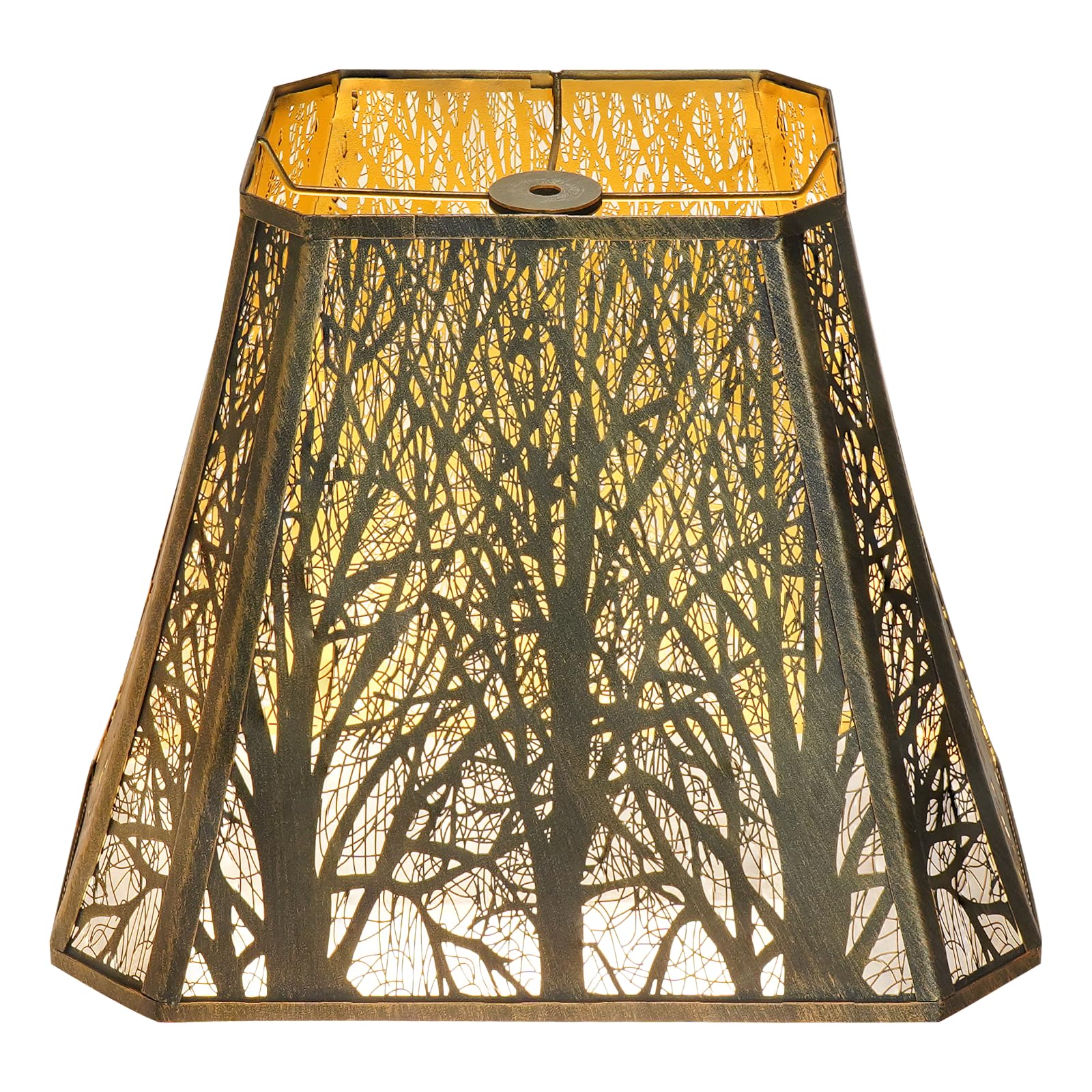 Rectangle Large Metal Lampshade Forest Etching Forest Lamp Shade