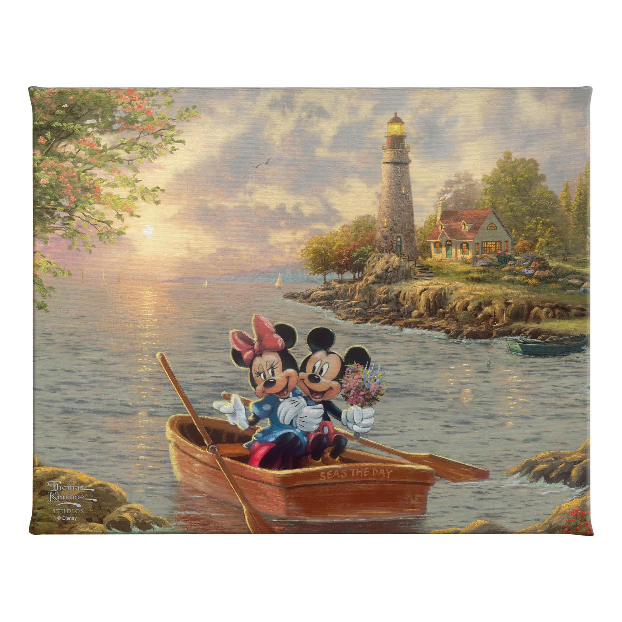 Thomas Kinkade Studios Mickey and Minnie Lighthouse Cove 8 x 10 Wrapped Canvas