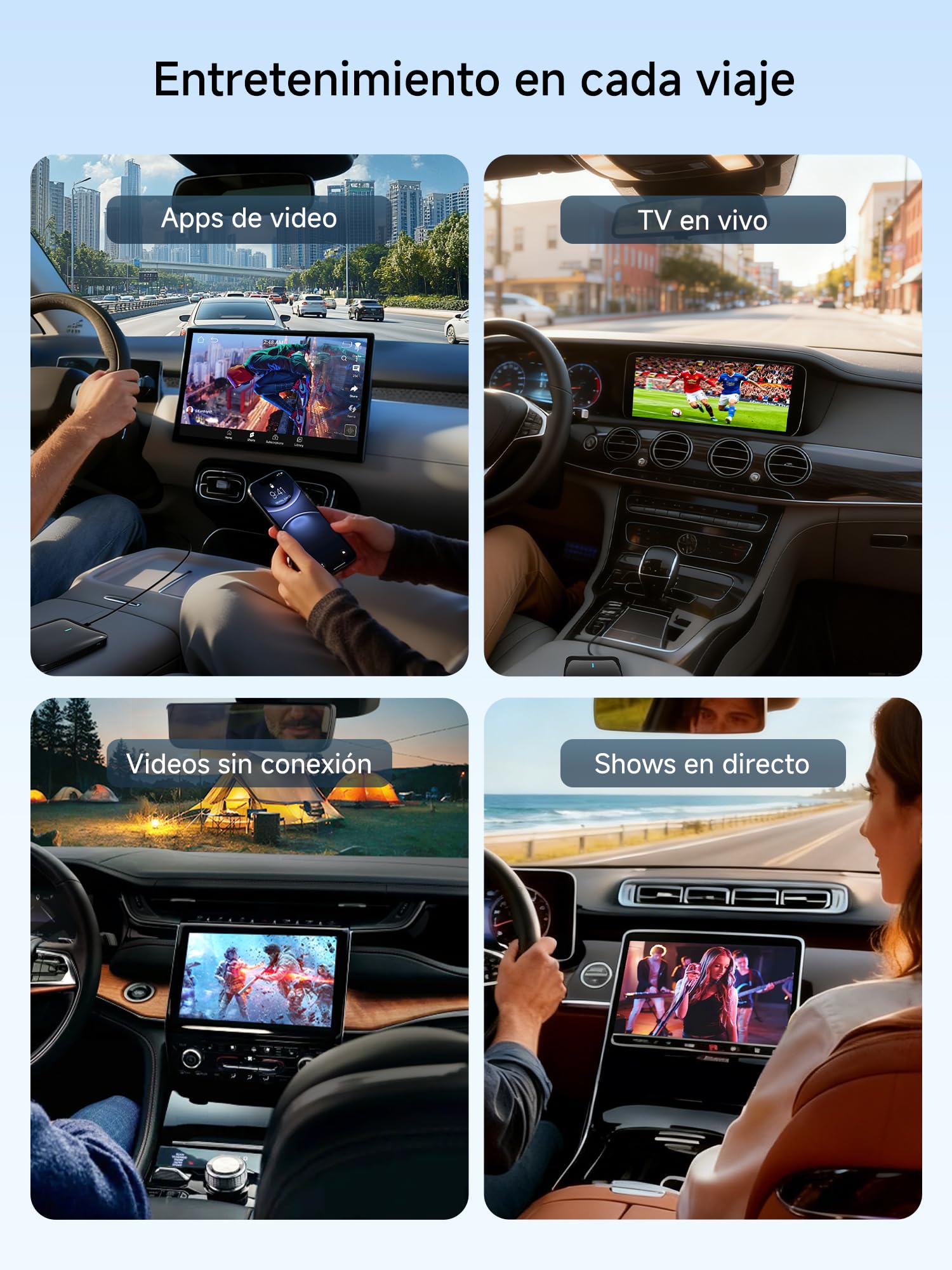 Adaptador Inalámbrico CarPlay Android Auto, CarPlay AI Box para CP/AA por Cable, 2G+16G, Dual WiFi y Bluetooth Hub IoT, BLE, para Netflix/Youtube/Tarjeta TF, DriveChat AI Voice, CB4A