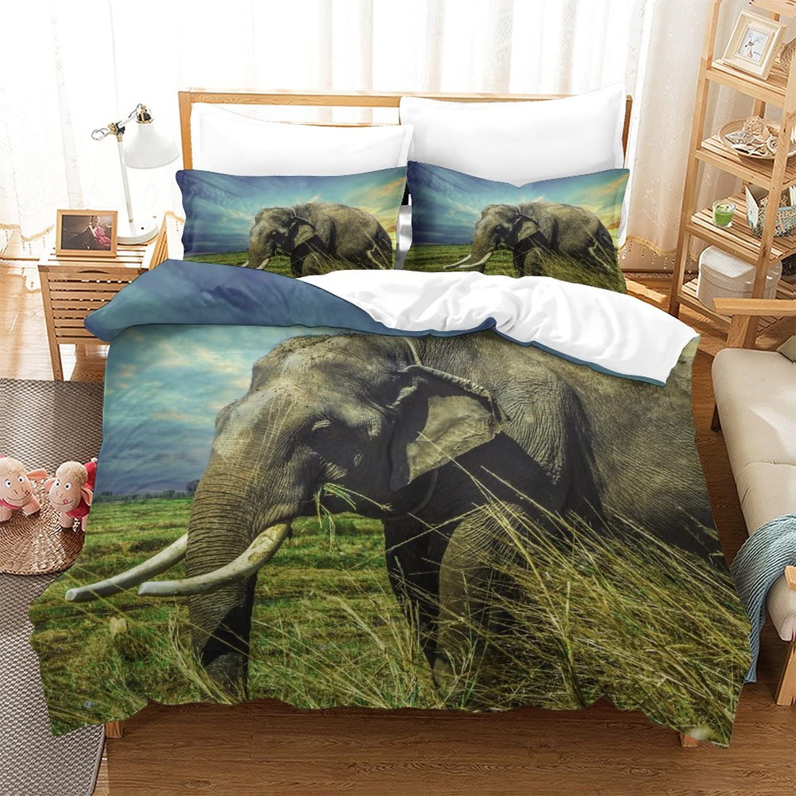 Housse de couette en microfibre douce king size 220x240 avec motifs animaux 3D