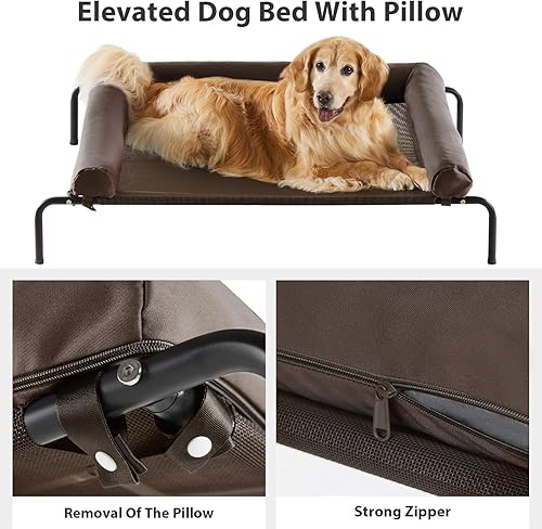 Miniatura 4 de RRPETHOME Cama grande y refrescante para perros, camas elevadas para perros grandes, catre elevado para mascotas al aire libre, catre portátil a