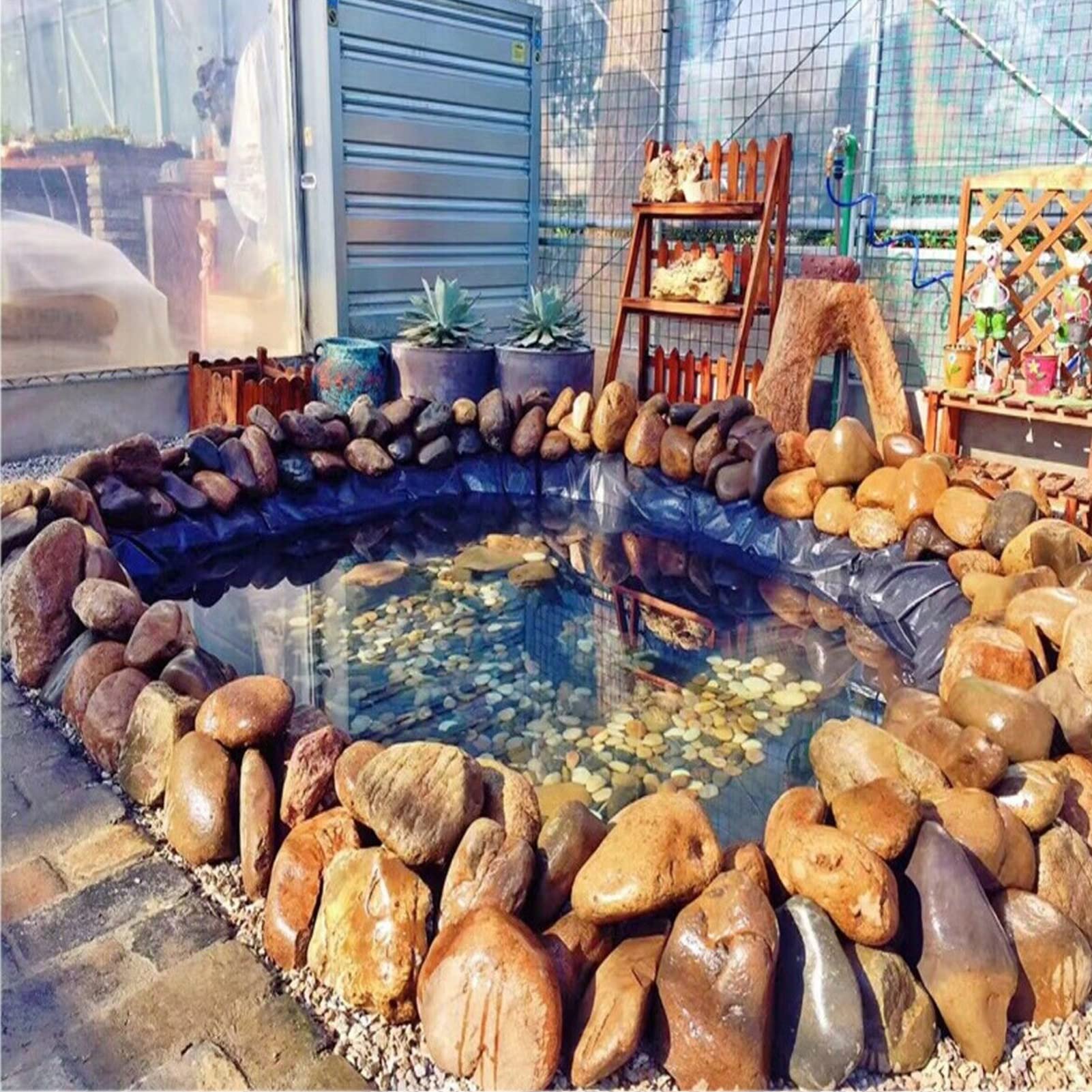 Genérico Revestimientos Flexibles Negros para estanques: Membrana Impermeable para estanques de Peces, Fuentes y Arroyos, fácil de Cortar, lámina Duradera para jardín, Revestimiento Impermeable para