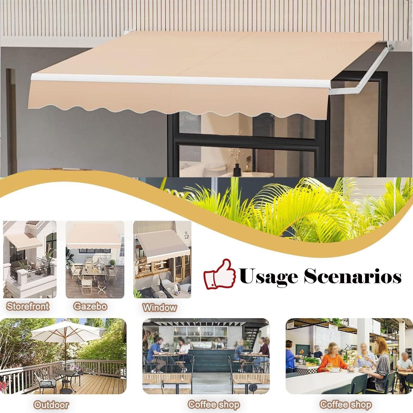 Piezas de repuesto retráctiles, tela de repuesto para toldo, solo tela, toldo de patio al aire libre para ventana, puerta, cubierta lateral del coche (6 x 3,5 m)