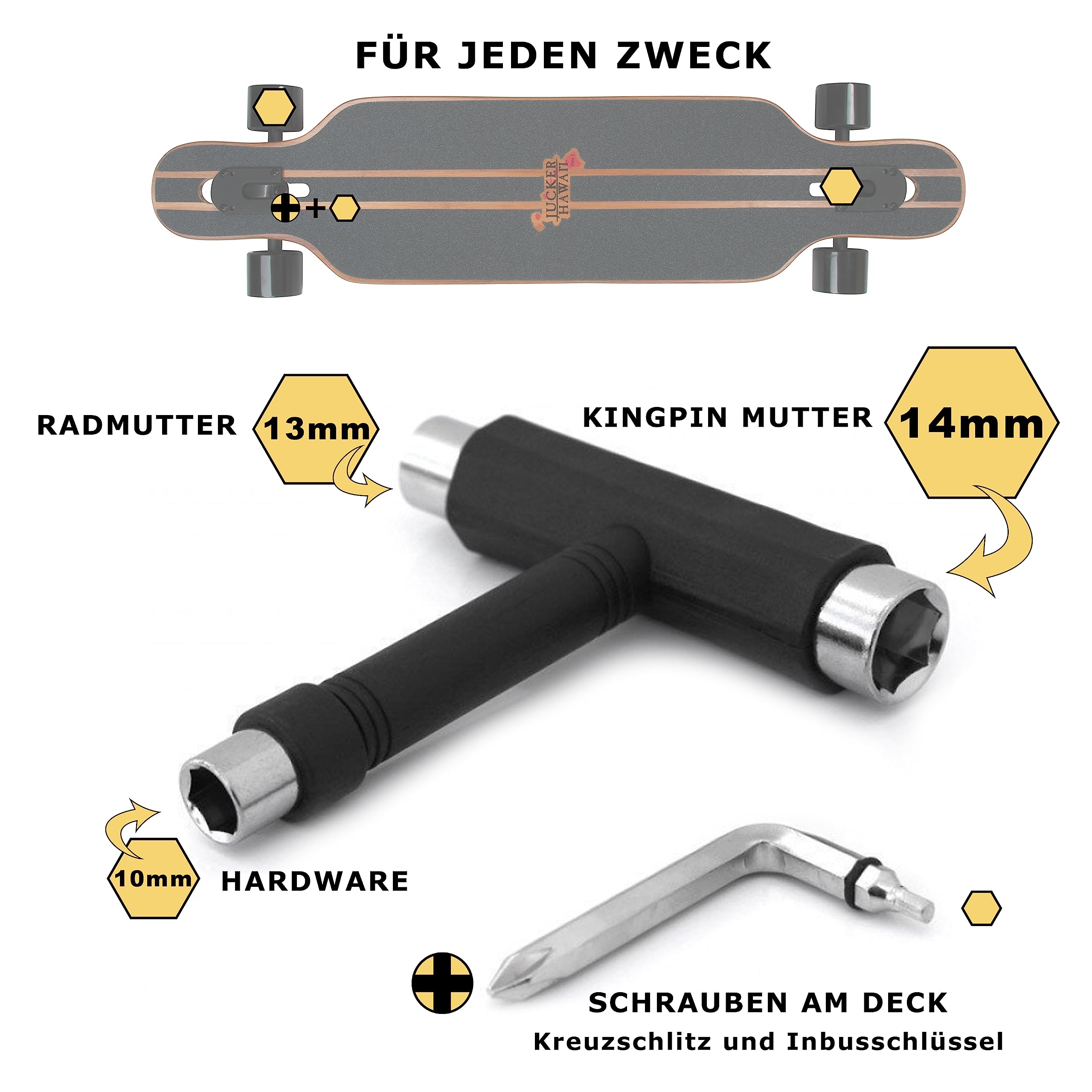 Chiave Multifunzione JUCKER HAWAII Per Skateboard - Tool Per Longboard, Penny Board E Skate - Foto 11