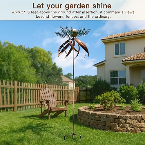 Miniatura 7 de Molinillos de viento para exteriores para patio y jardín, 360 grados de metal, gran molino de viento cinético, regalo de cumpleaños para mujeres,