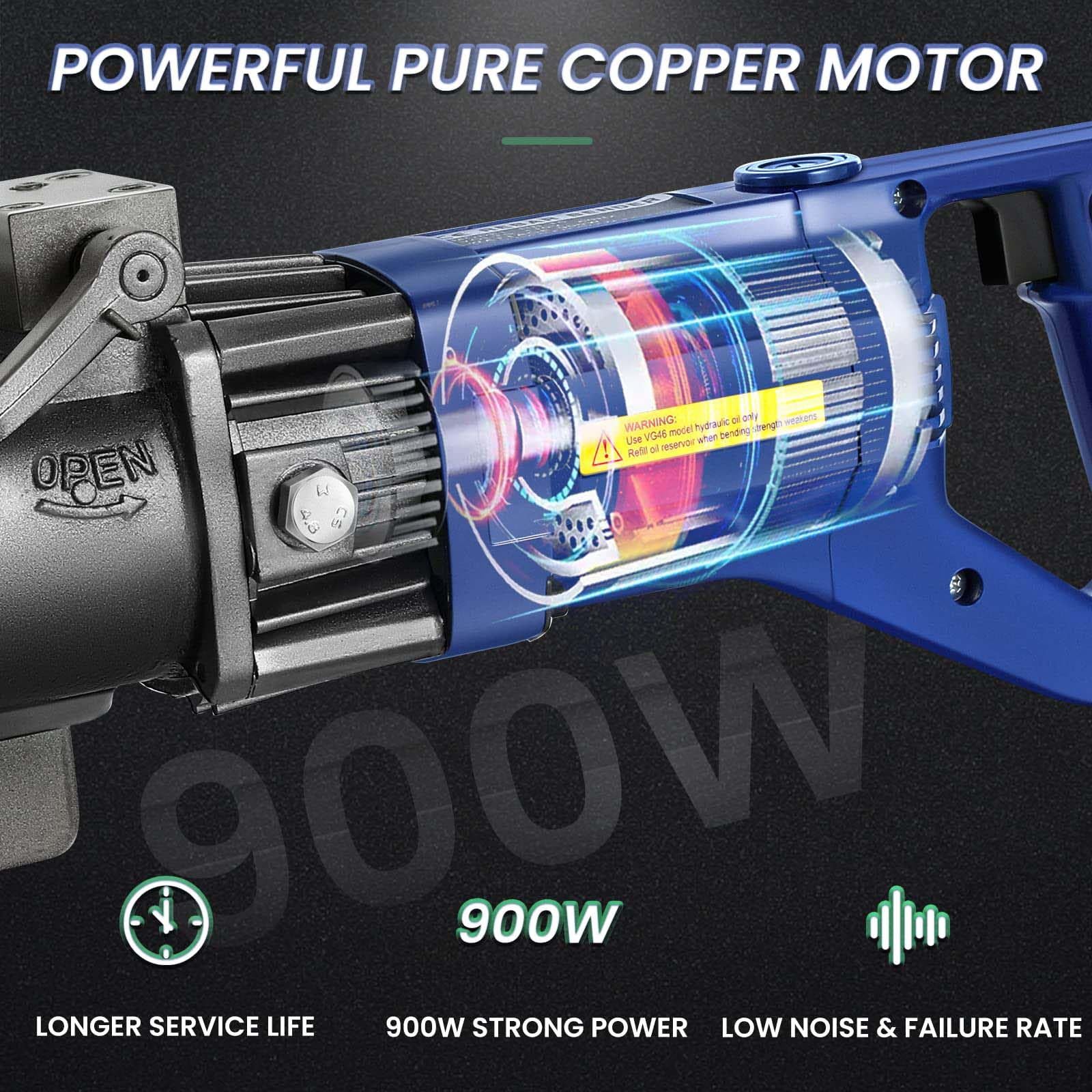 Hydrauliczna giętarka do prętów zbrojeniowych o mocy 900 W, pręty zbrojeniowe o średnicy 5–16 mm w zakresie 5 s Kąt gięcia 0°–130° ze śrubą pozycjonującą do płaskowników ze stali okrągłej