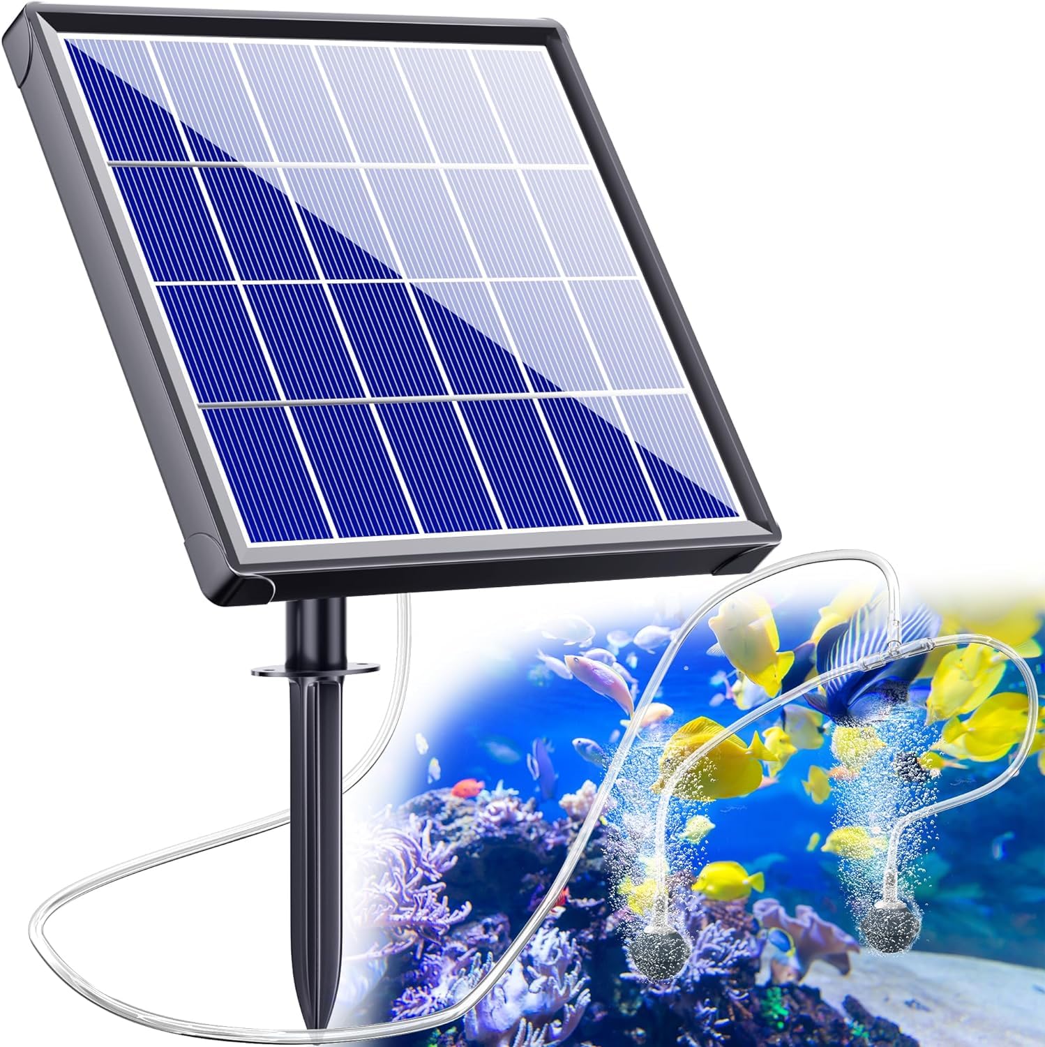 Biling Aireador Solar de Estanque, 2W 1800mAh batería, Bomba de oxígeno Solar para Estanque, Bomba de Aire, Acuario, Estanque, aireador Solar para la circulación del Agua en el jardín
