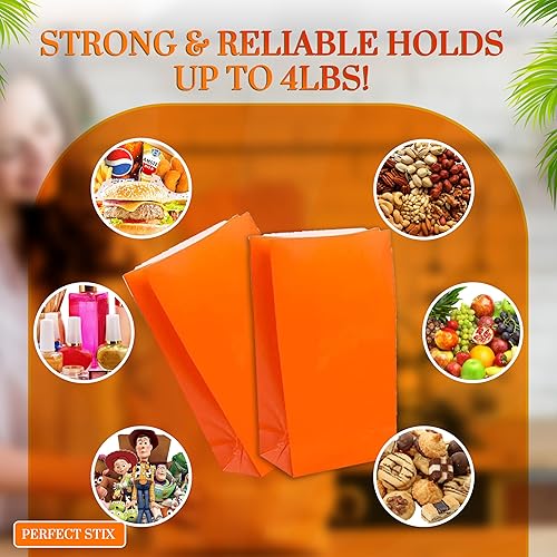 Miniatura 10 de Bolsas de papel naranja, paquete de 50 unidades de 4 libras