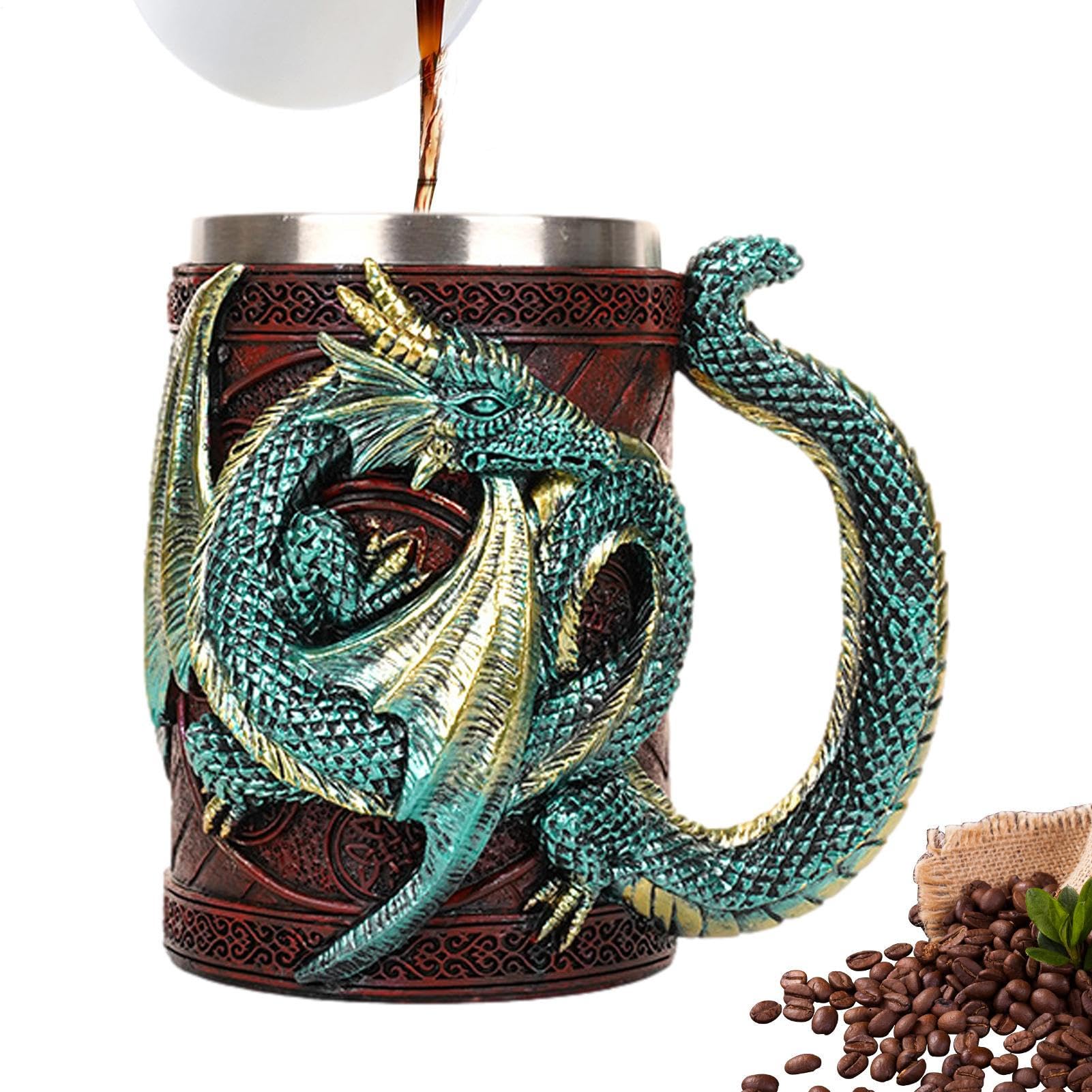 Da Caffè Drago - Boccale Birra Medievale 3D con Design di Drago