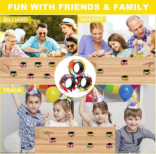 Miniatura 7 de YISHIDANY Juego de 12 anillos magnéticos para la ansiedad, anillos magnéticos para aliviar el estrés con TDAH, juguetes mágicos de camuflaje de