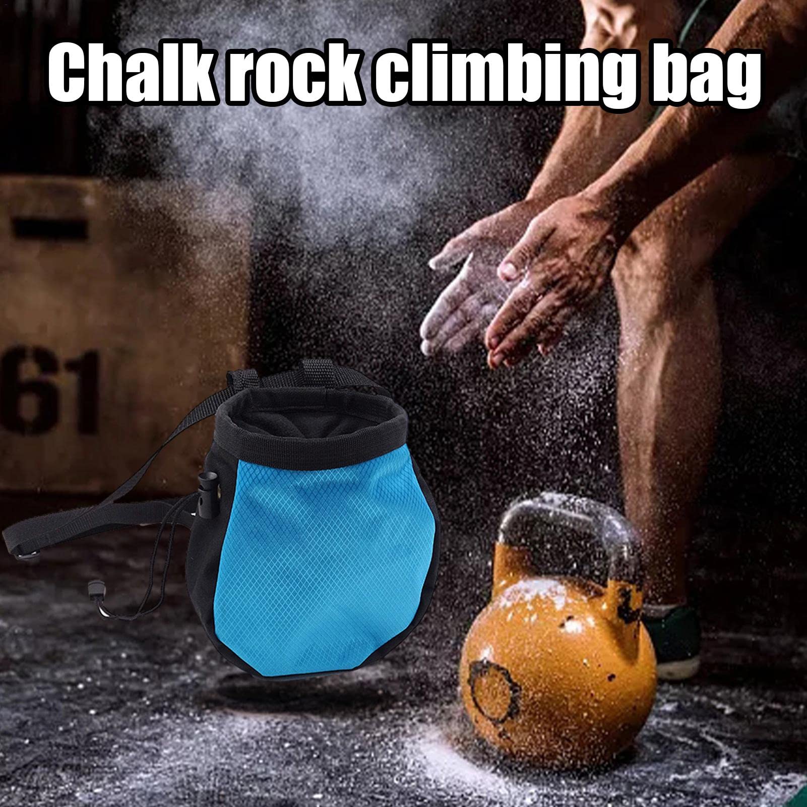 Bolsa de Tiza para Escalada en Roca con Bolsillo Cremallera y Cinturón Ajustable
