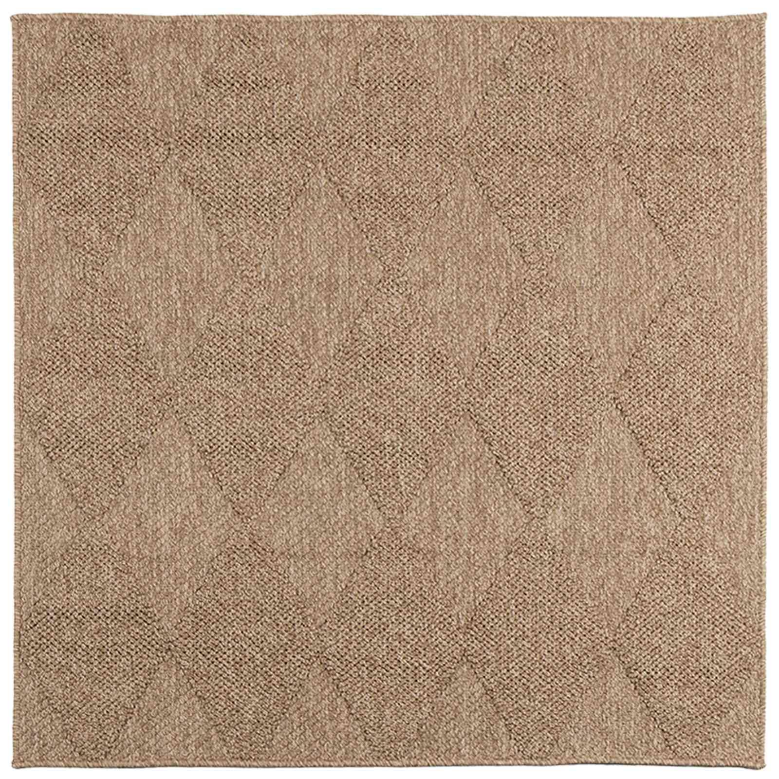 Bereichsteppich Quadratisch AGIRA Natur 200 x 200 cm – Weicher Teppich aus Polyester für Wohnzimmer Flur und Terrasse – Rutschfester Bodenbelag Waschbar bei 60 Grad