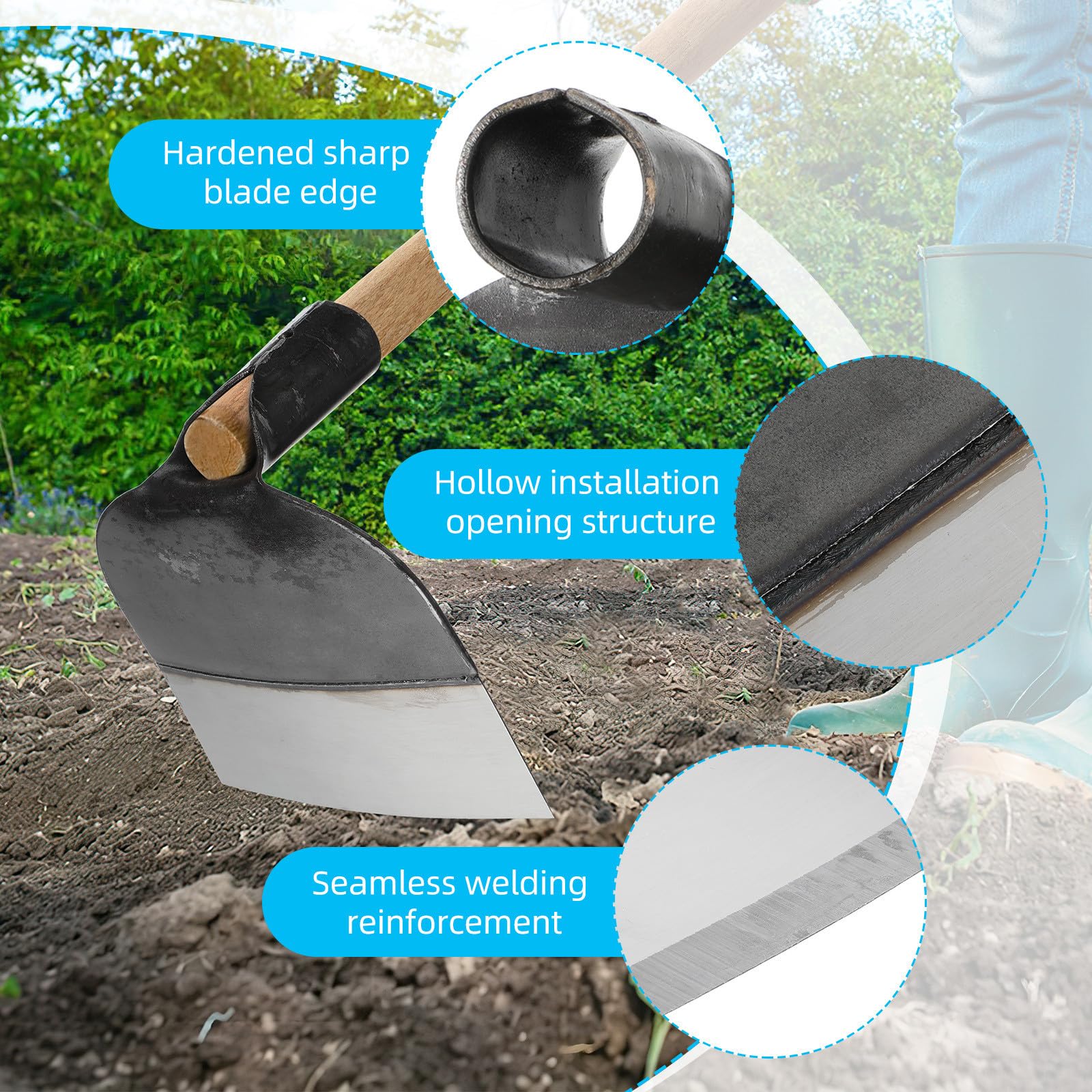 Houe de Jardin en Acier Inoxydable, Outil à Main Multi-usage pour Travaux