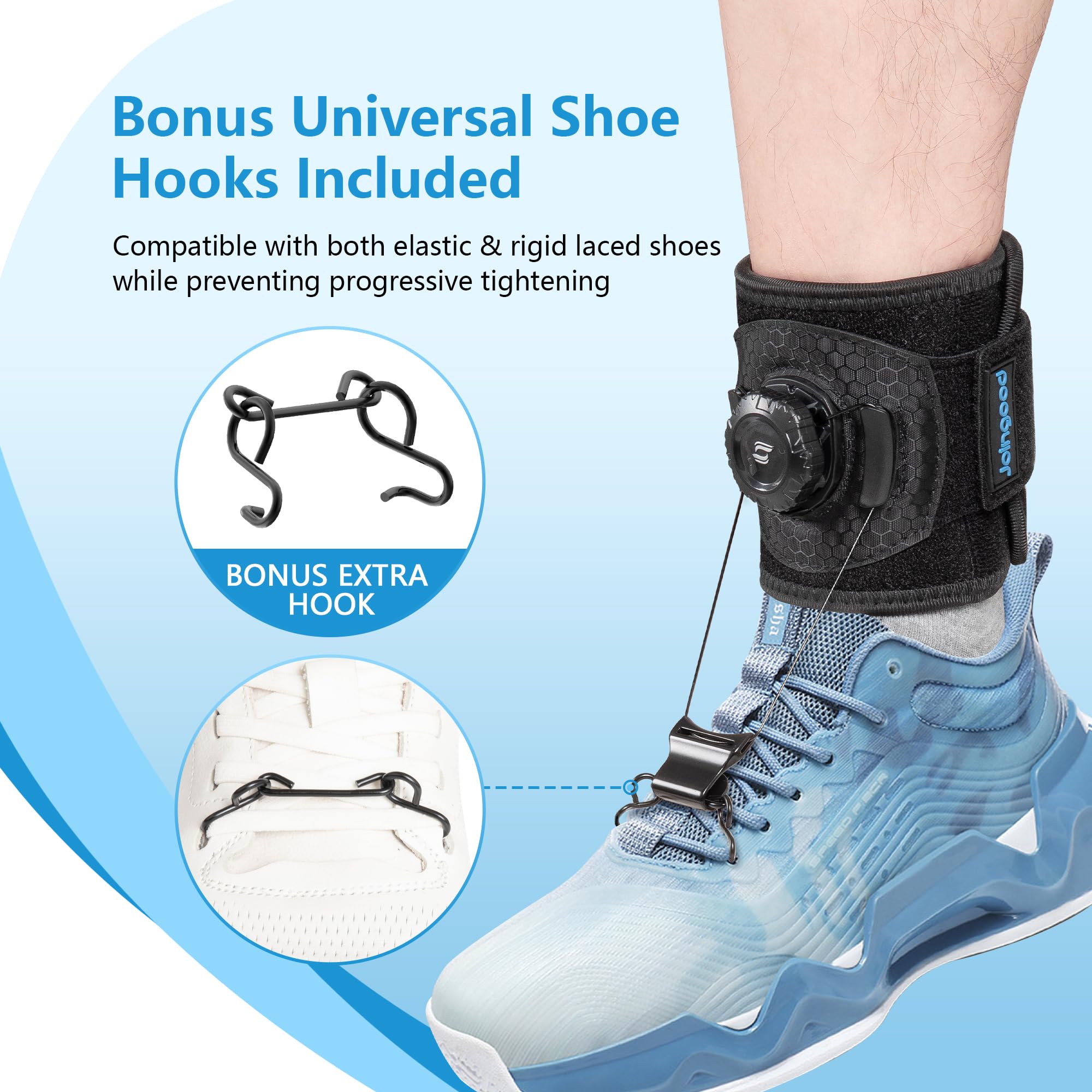 Supporto regolabile per sollevamento del piede con quadrante facile da girare, gancio largo e clip per scarpe per camminare stabilmente, comodo aiuto quotidiano per uomini e donne, L/XL