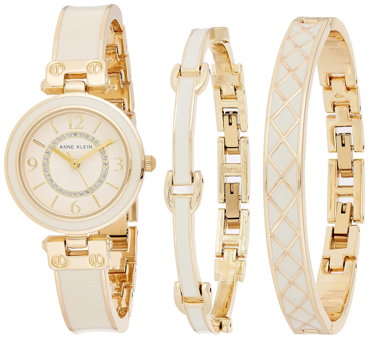 Anne Klein Womens Accented Bangle Watch and Bracelet Set AK 3296