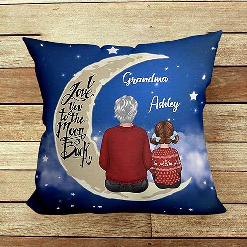 Miniatura 4 de Love You to The Moon and Back - Almohada personalizada para abuela, almohada personalizada para mamá, regalos para abuela mamá de hija nietos, Día