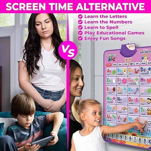 Miniatura 4 de Pinkfong Baby Shark - Póster de aprendizaje del alfabeto para niñas pequeñas, juguete educativo de 2 a 4 años para aprender letras ABC, números,